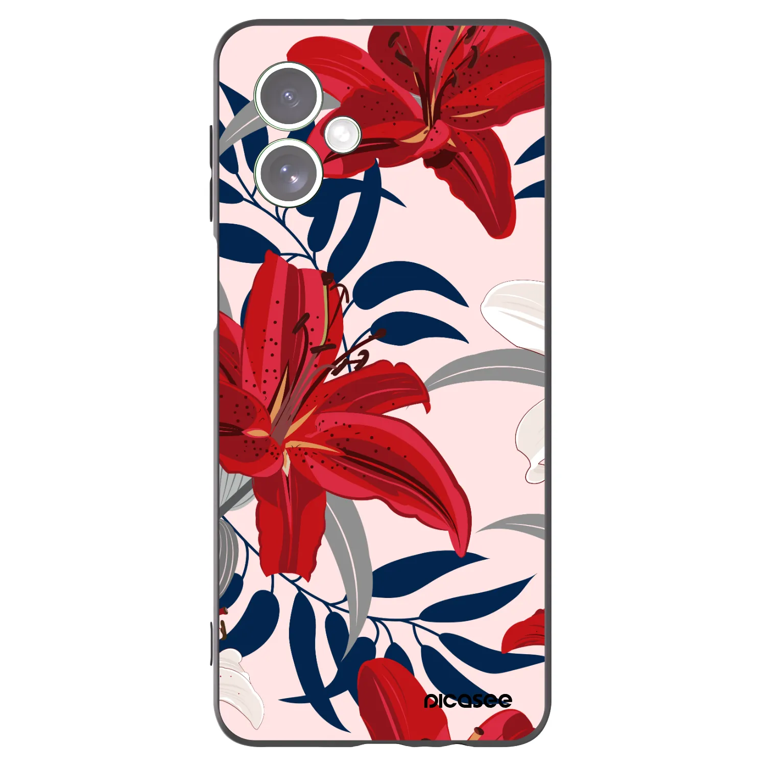 Picasee Motorola Moto G54 5G Hülle - Schwarzes Silikon - Red Lily