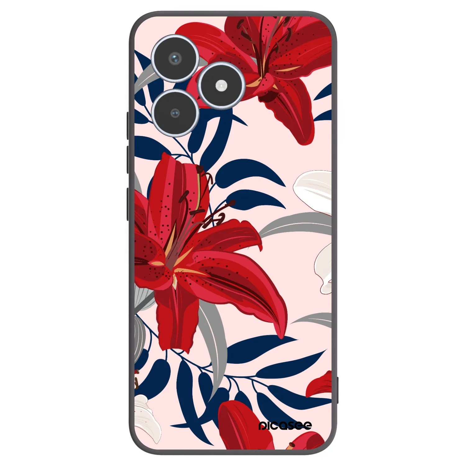 Picasee Realme C53 Hülle - Schwarzes Silikon - Red Lily