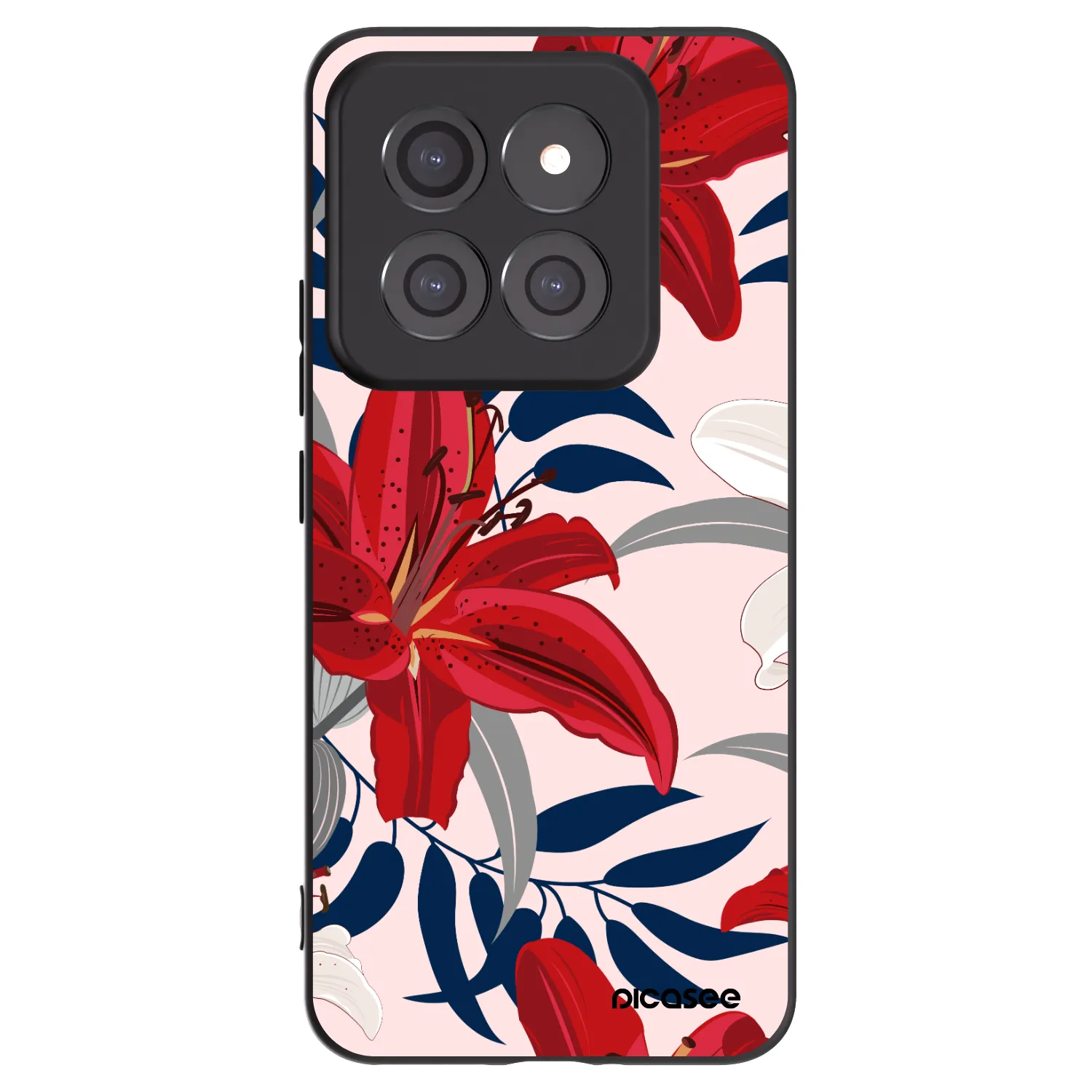 Picasee Xiaomi 14 Pro Hülle - Schwarzes Silikon - Red Lily