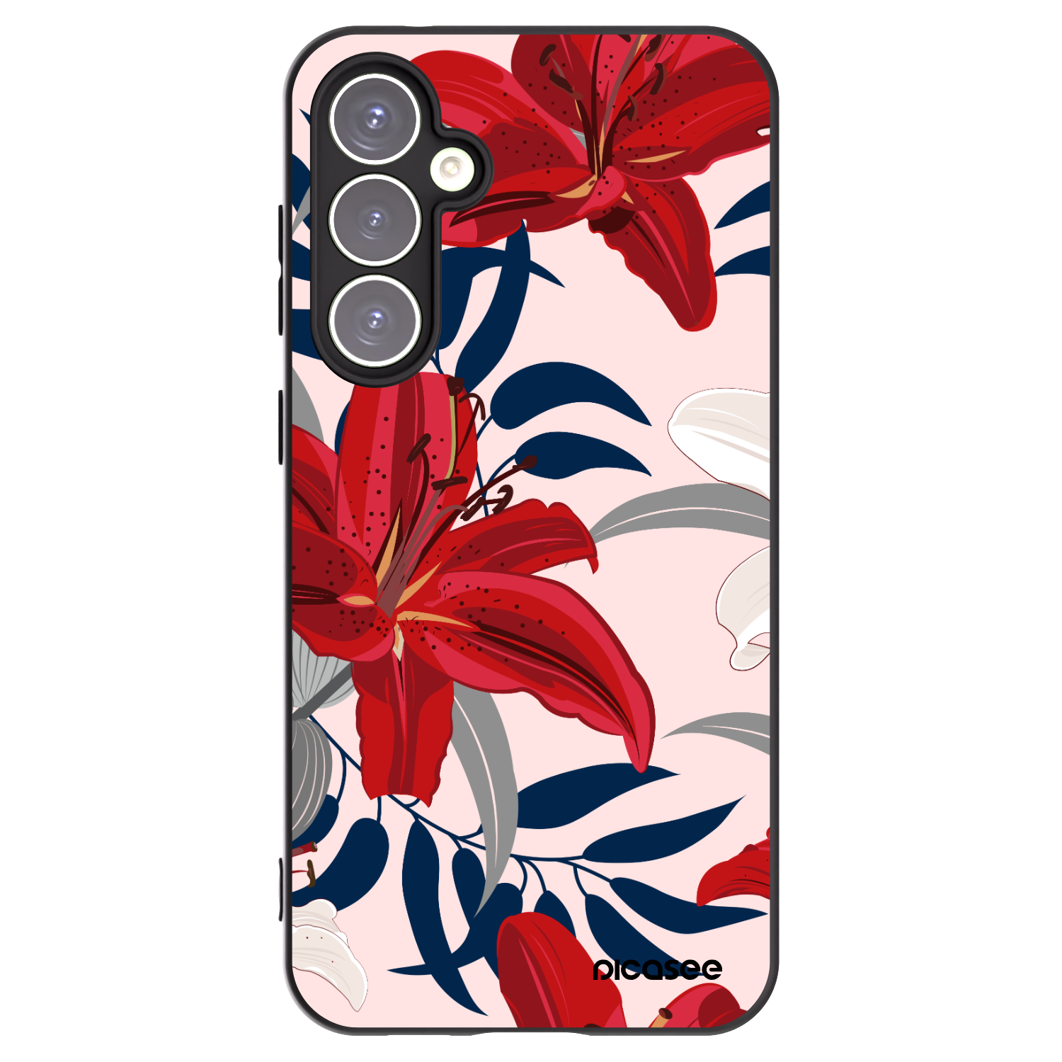 Picasee Samsung Galaxy S23 FE S711B Hülle - Schwarzes Silikon - Red Lily