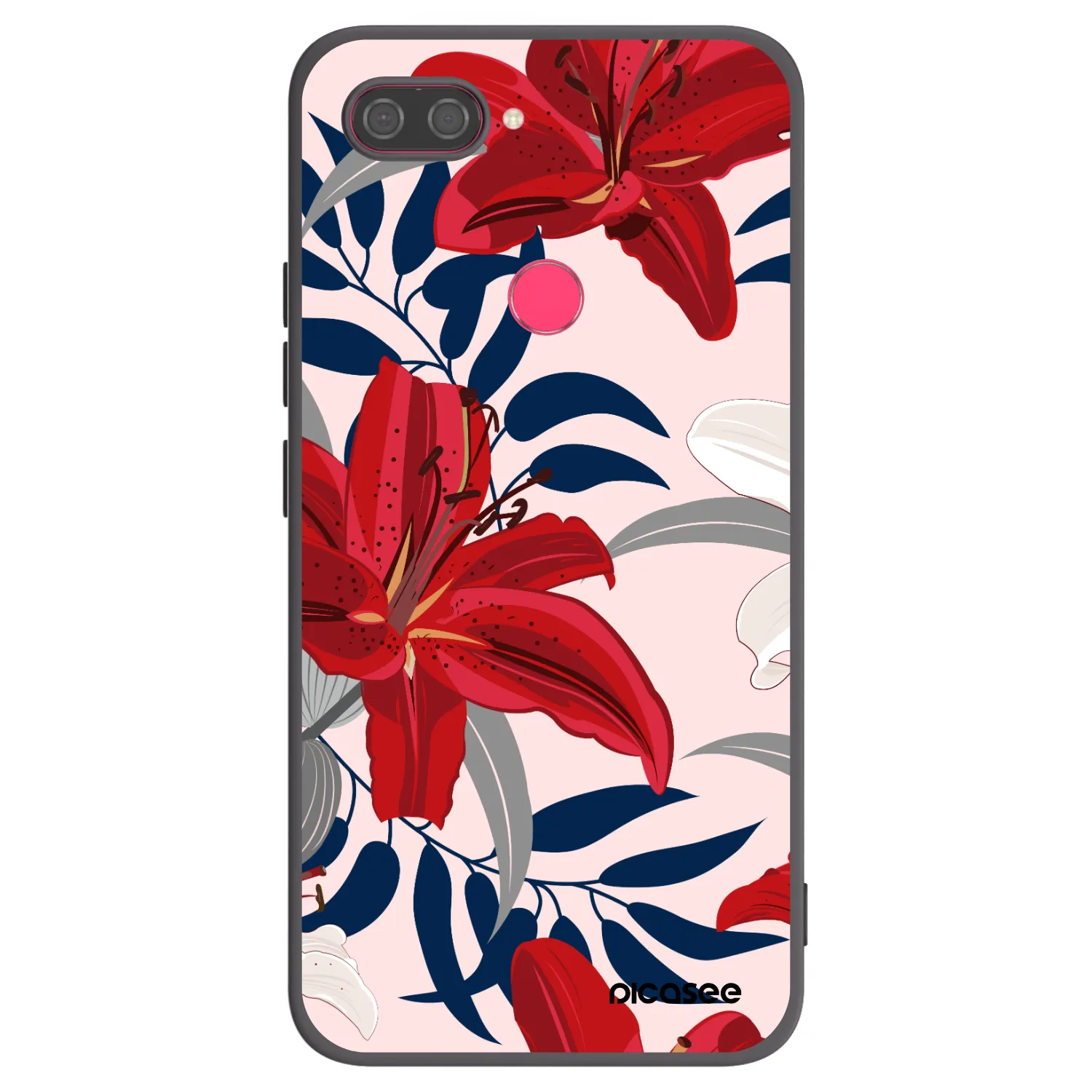 Picasee Xiaomi Mi 8 Lite Hülle - Schwarzes Silikon - Red Lily