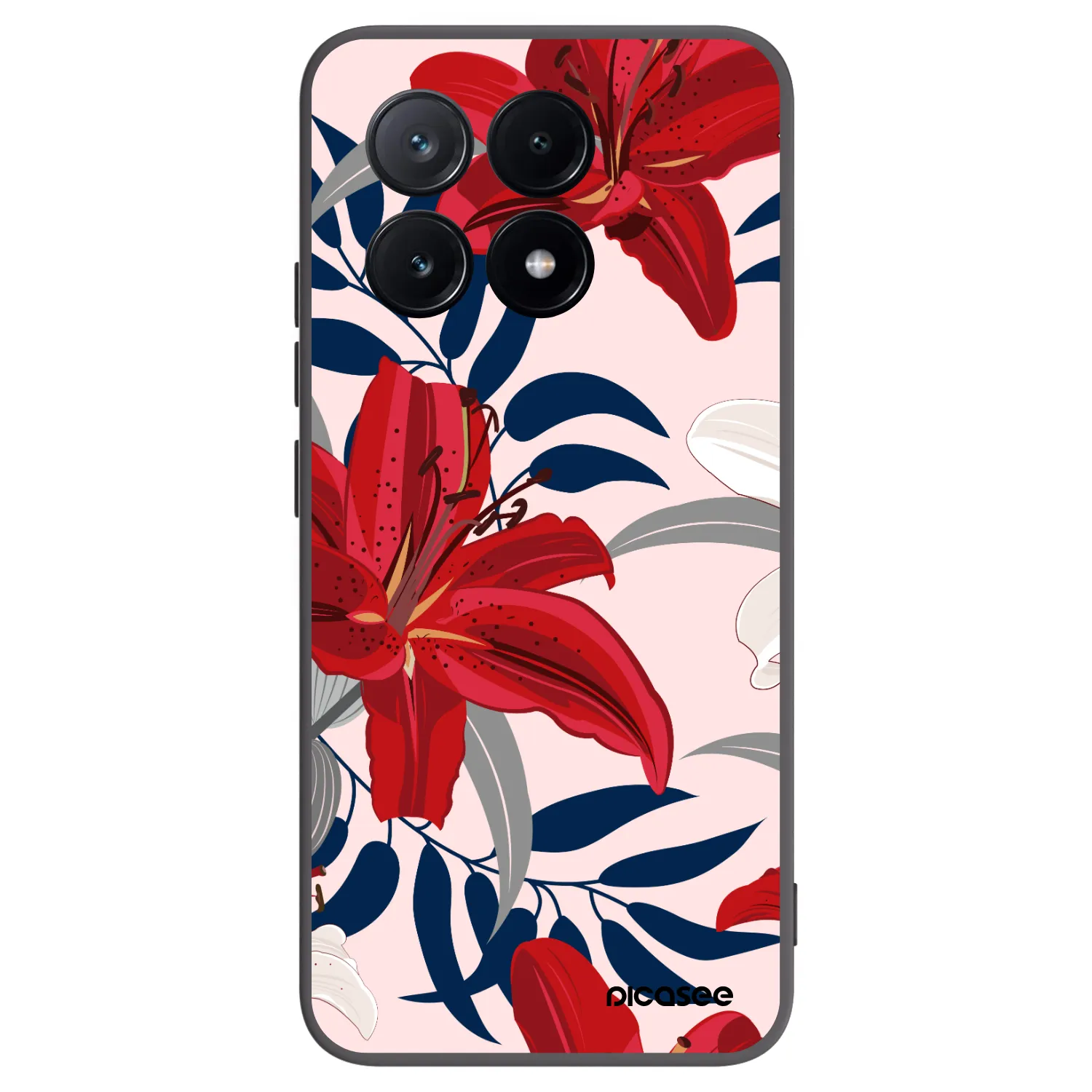 Picasee Xiaomi Poco X6 Pro Hülle - Schwarzes Silikon - Red Lily