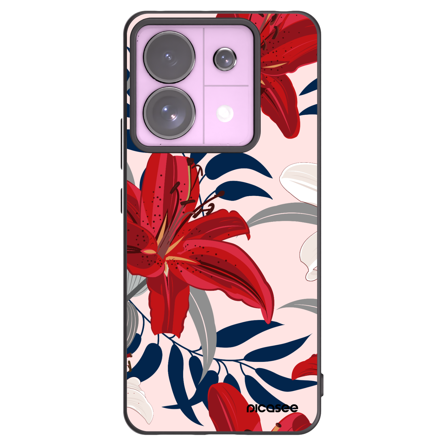 Picasee Xiaomi Redmi Note 13 Pro 5G Hülle - Schwarzes Silikon - Red Lily