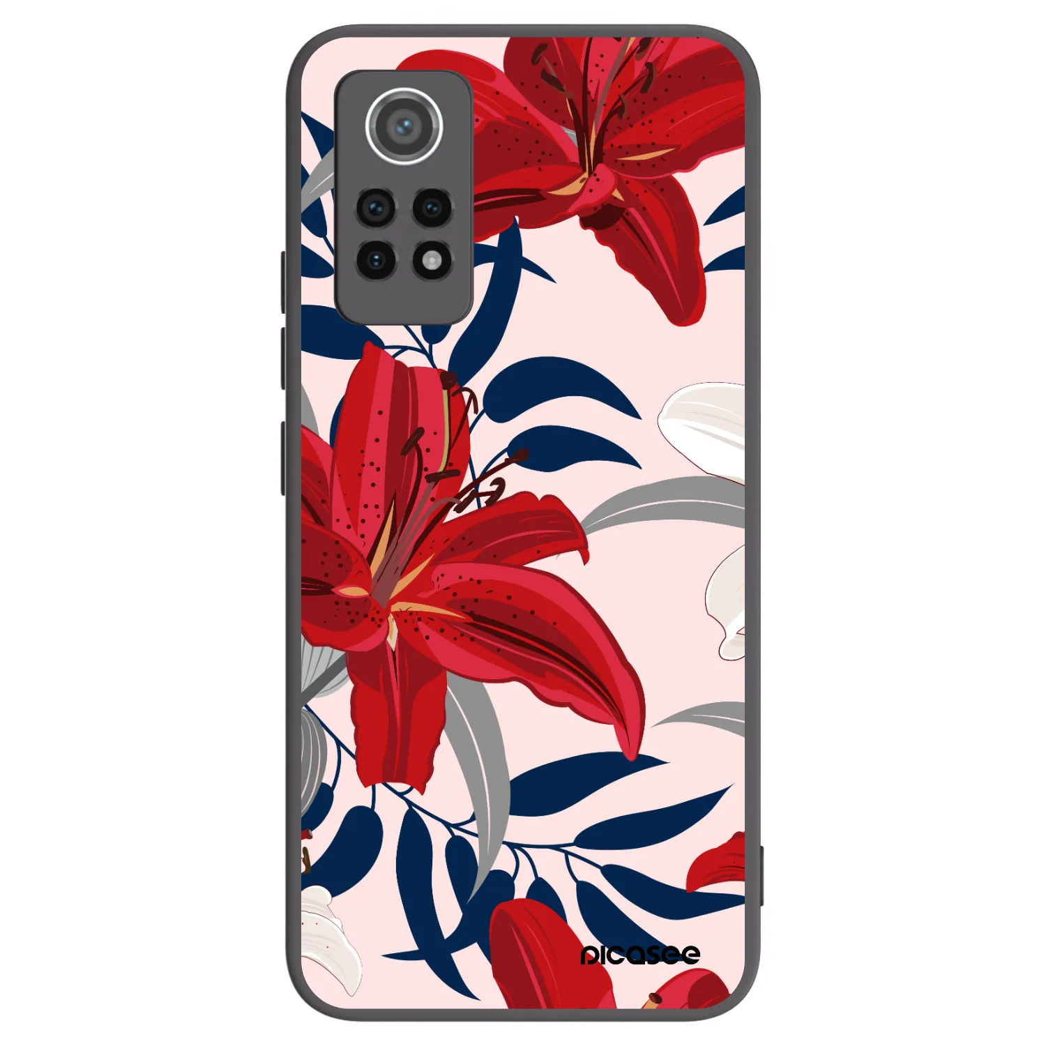 Picasee Xiaomi Redmi Note 12 Pro 4G Hülle - Schwarzes Silikon - Red Lily