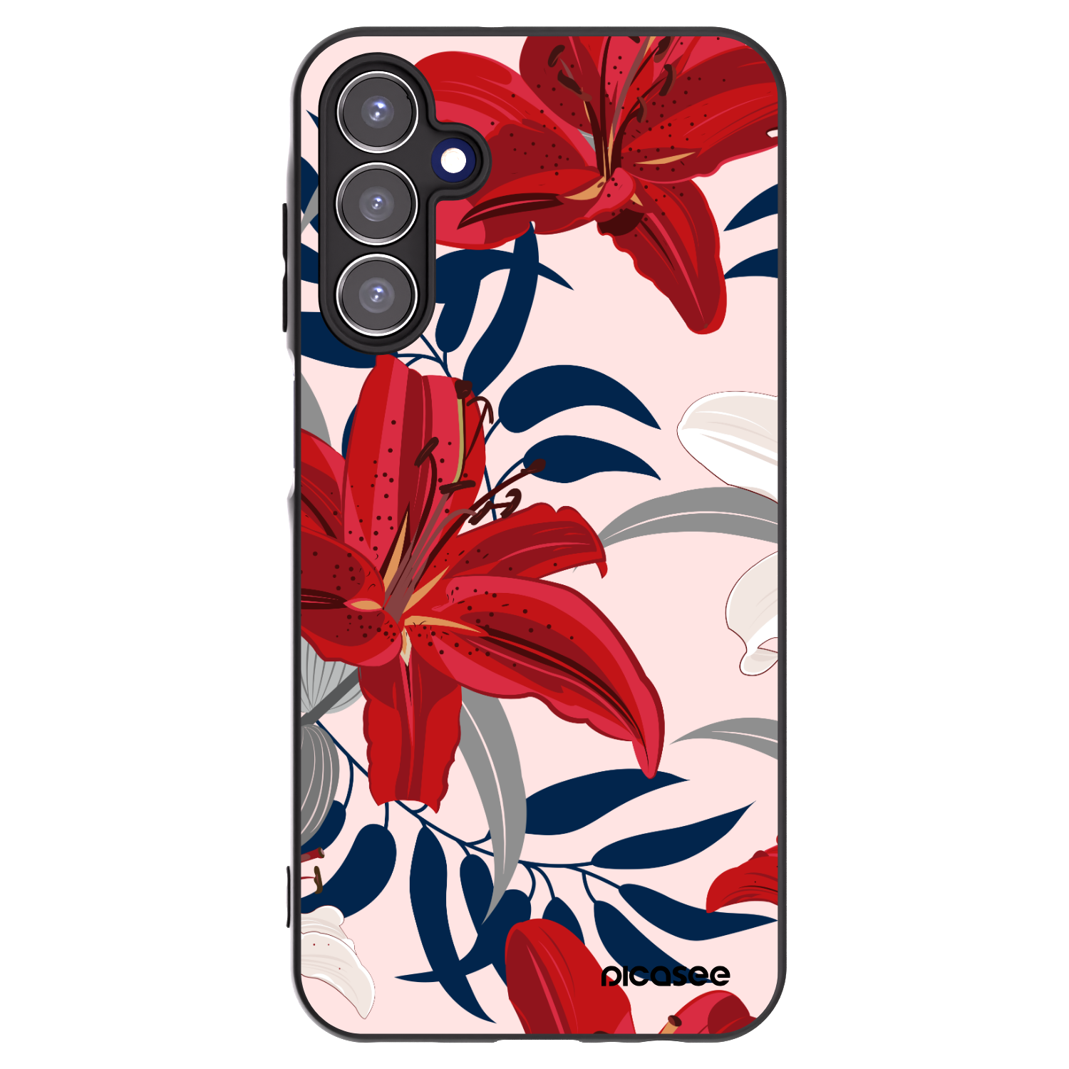 Picasee Samsung Galaxy A15 A156B 5G Hülle - Schwarzes Silikon - Red Lily