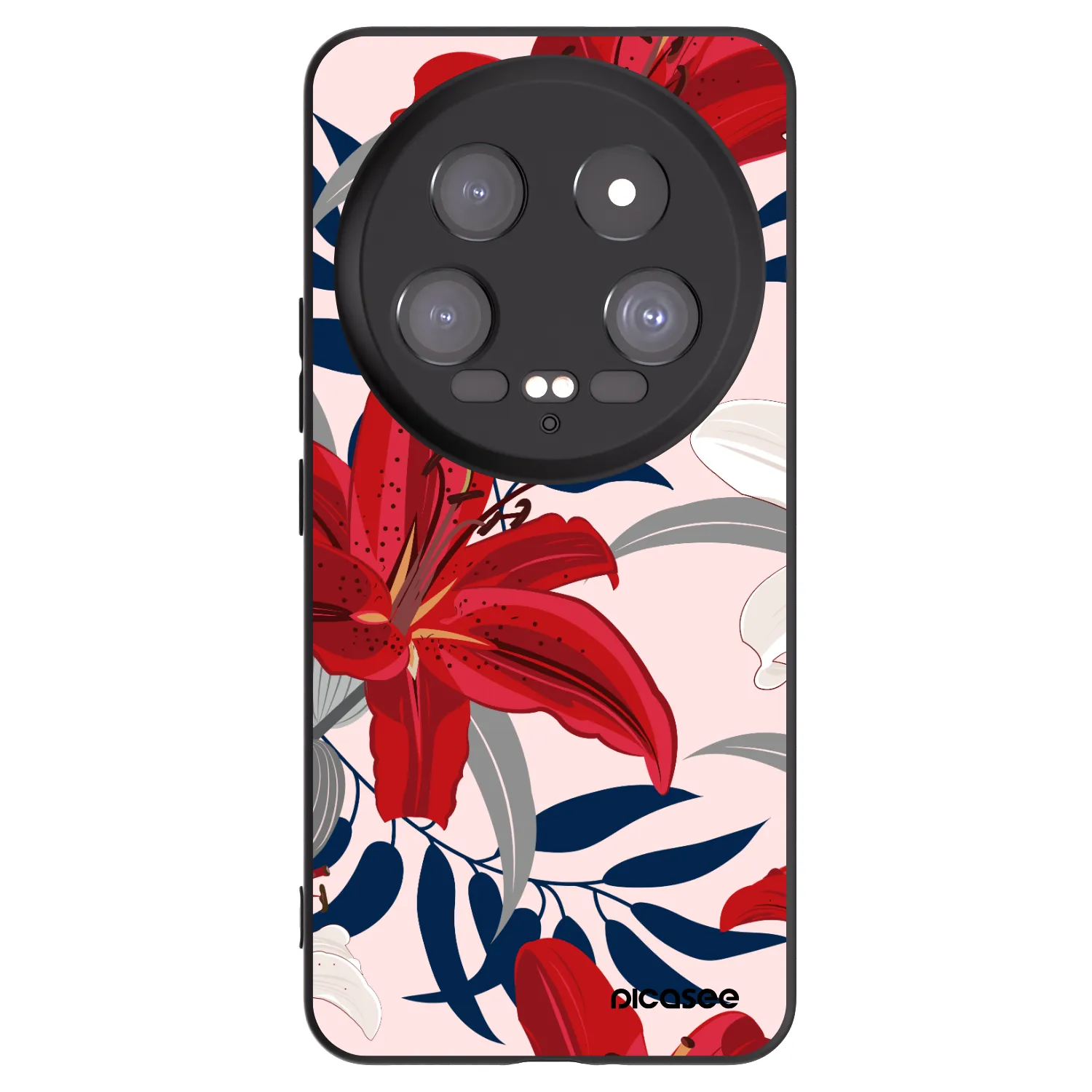 Picasee Xiaomi 14 Ultra Hülle - Schwarzes Silikon - Red Lily