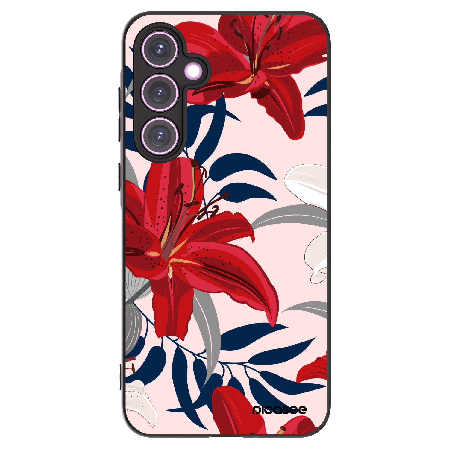 Picasee Samsung Galaxy A35 5G A356B Hülle - Schwarzes Silikon - Red Lily