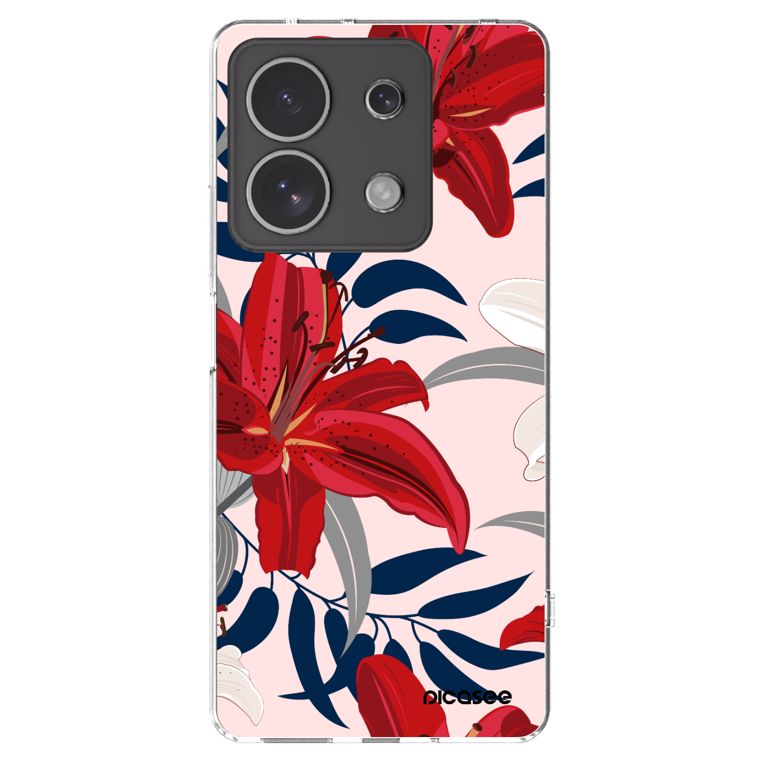 Picasee Xiaomi Redmi Note 13 4G Hülle - Transparentes Silikon - Red Lily