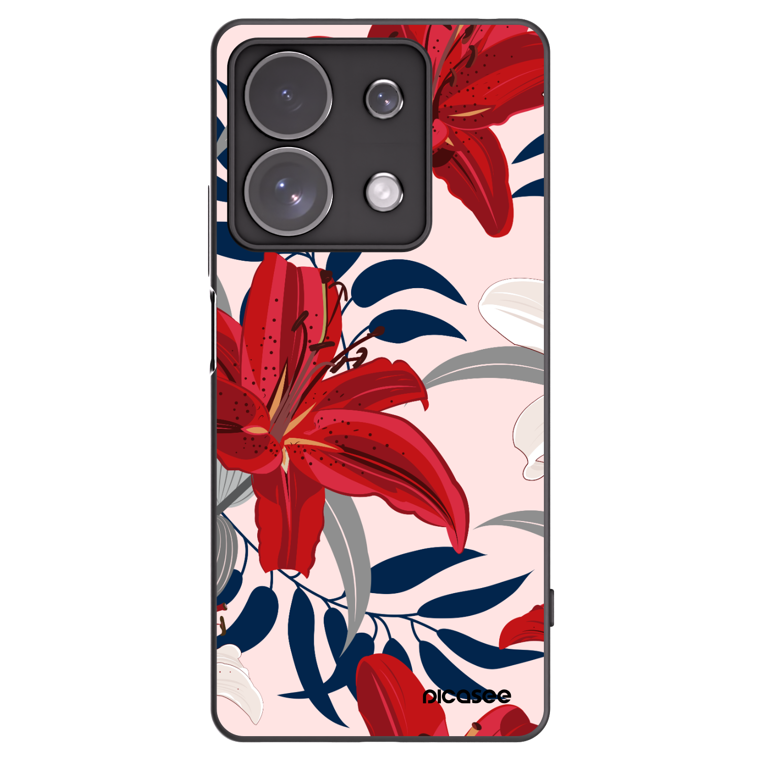 Picasee Xiaomi Redmi Note 13 Pro 4G Hülle - Schwarzes Silikon - Red Lily
