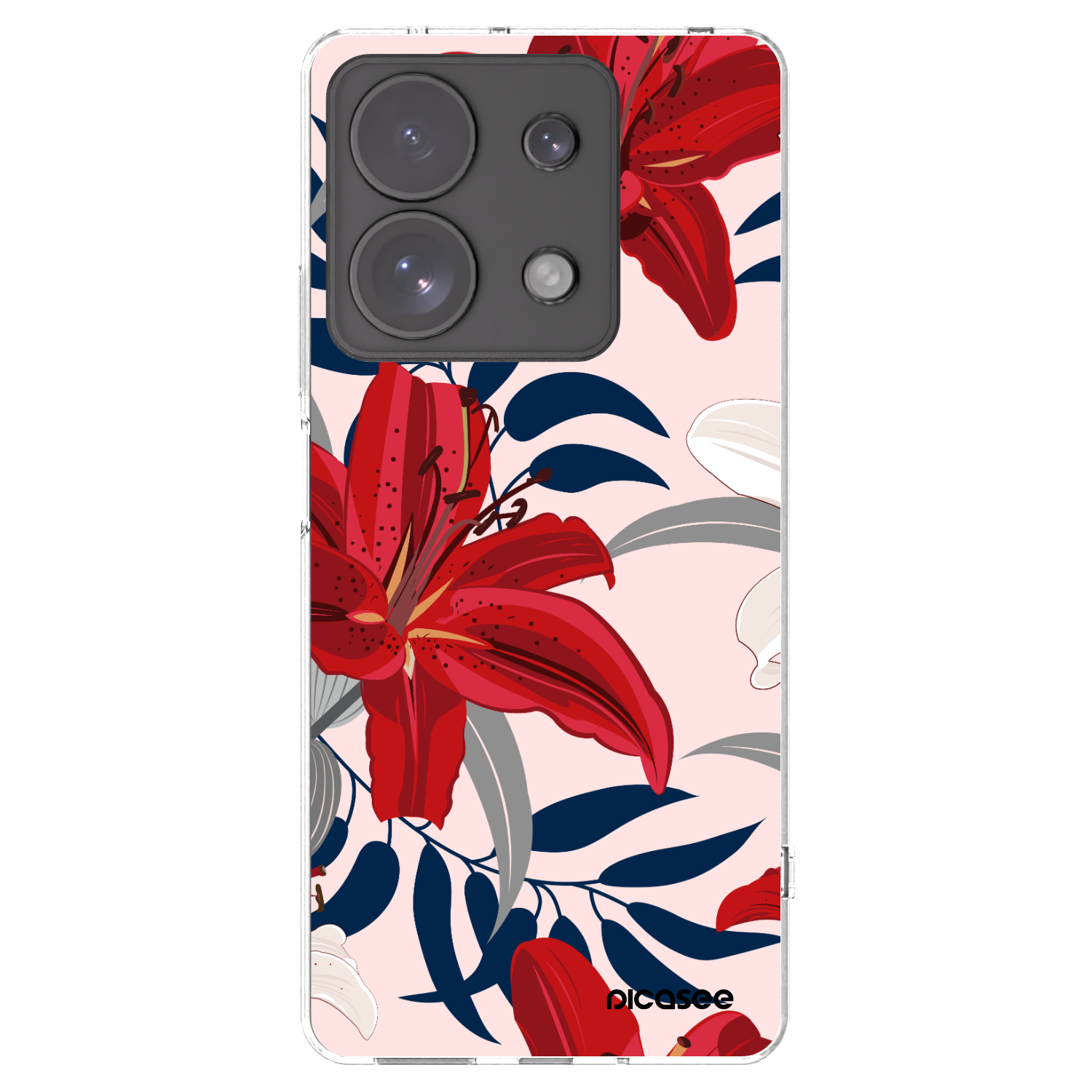 Picasee Xiaomi Redmi Note 13 Pro 4G Hülle - Transparentes Silikon - Red Lily