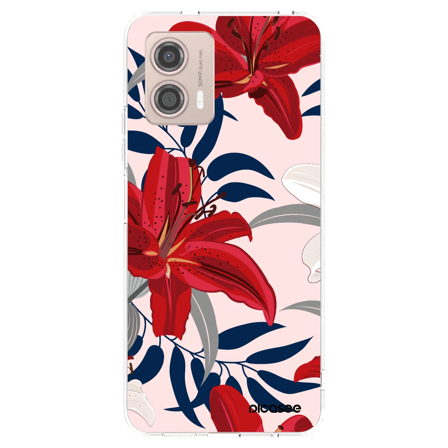 Picasee Motorola Moto G53 5G Hülle - Transparentes Silikon - Red Lily