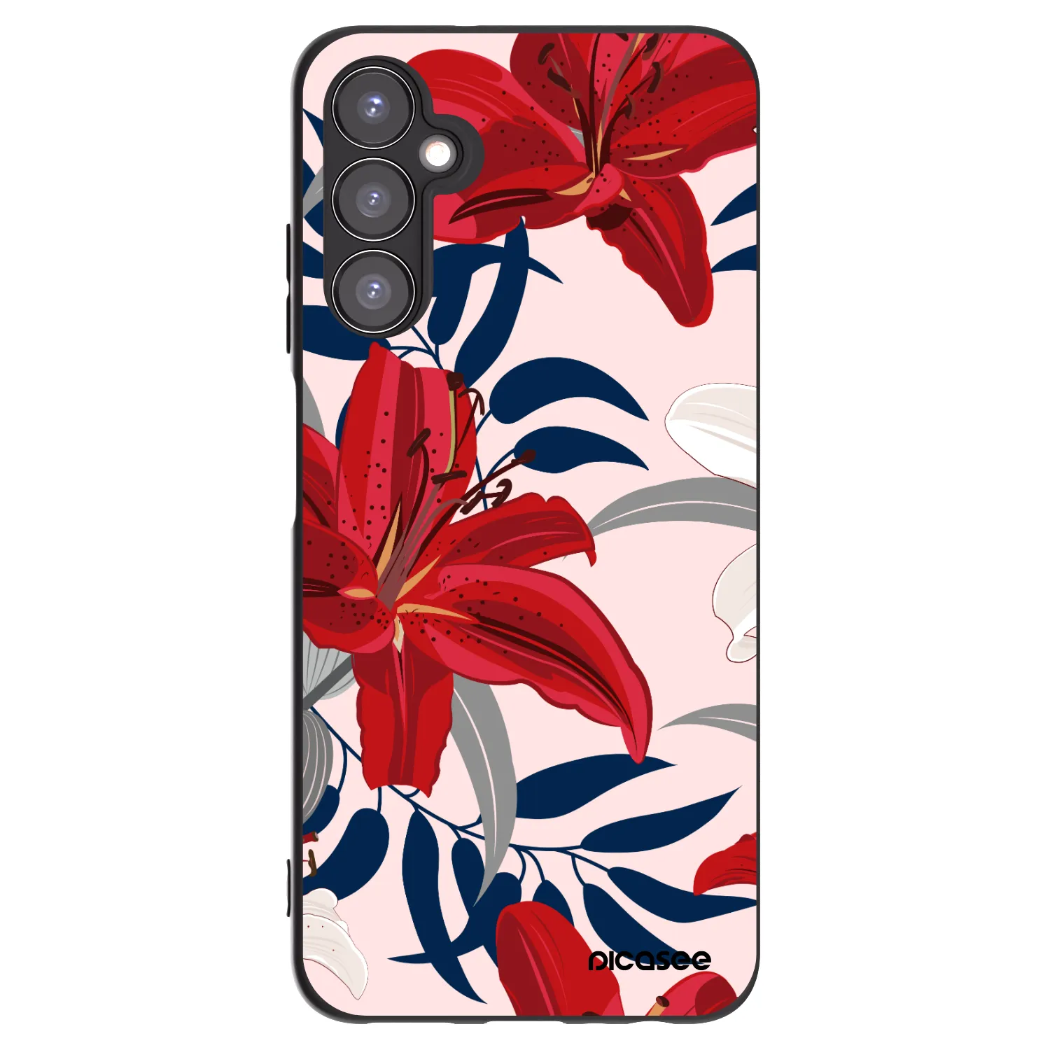 Picasee Samsung Galaxy A05s A057G Hülle - Schwarzes Silikon - Red Lily