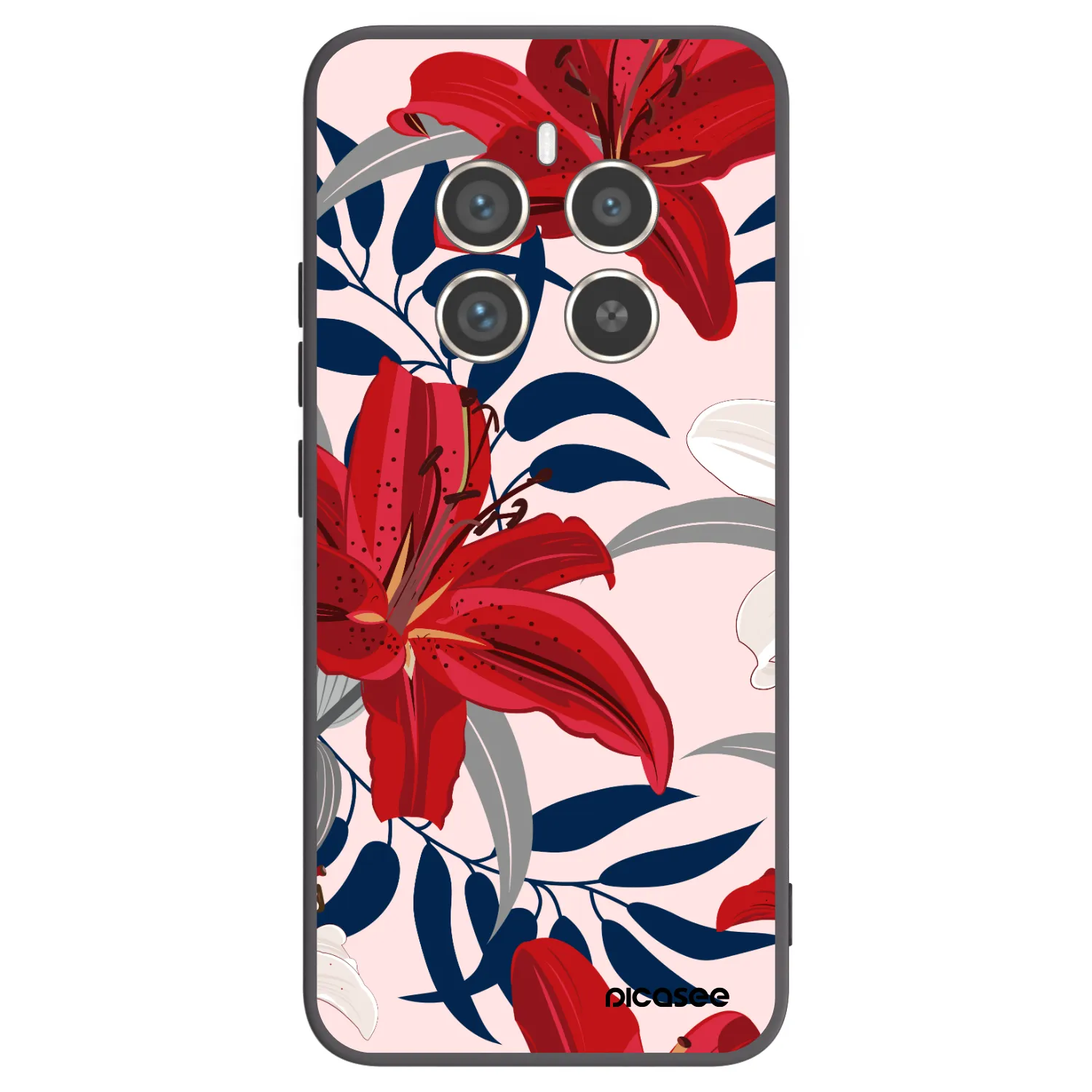 Picasee Realme 12 Pro 5G Hülle - Schwarzes Silikon - Red Lily