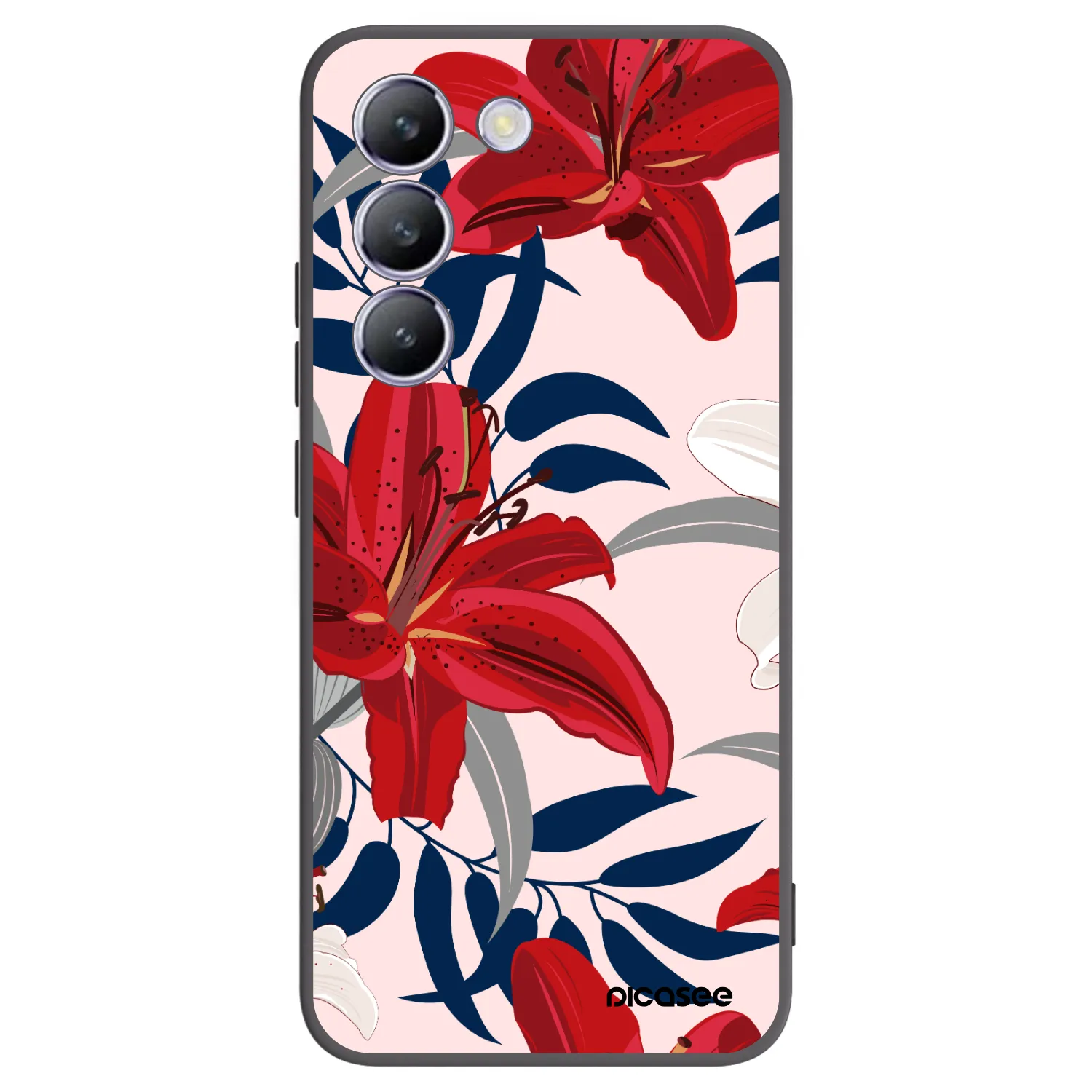Picasee Vivo V40 SE 5G Hülle - Schwarzes Silikon - Red Lily