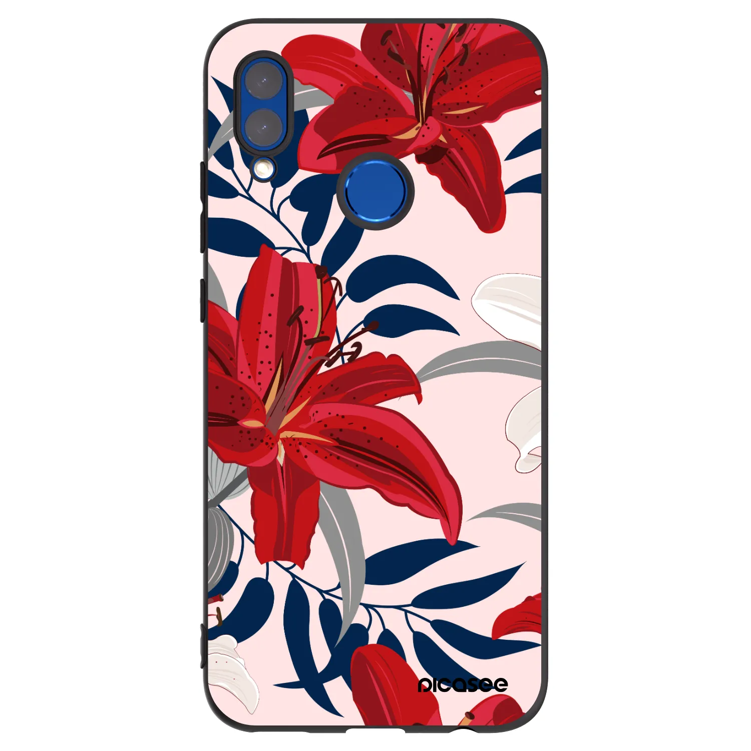 Picasee Huawei P Smart 2019 Hülle - Schwarzes Silikon - Red Lily