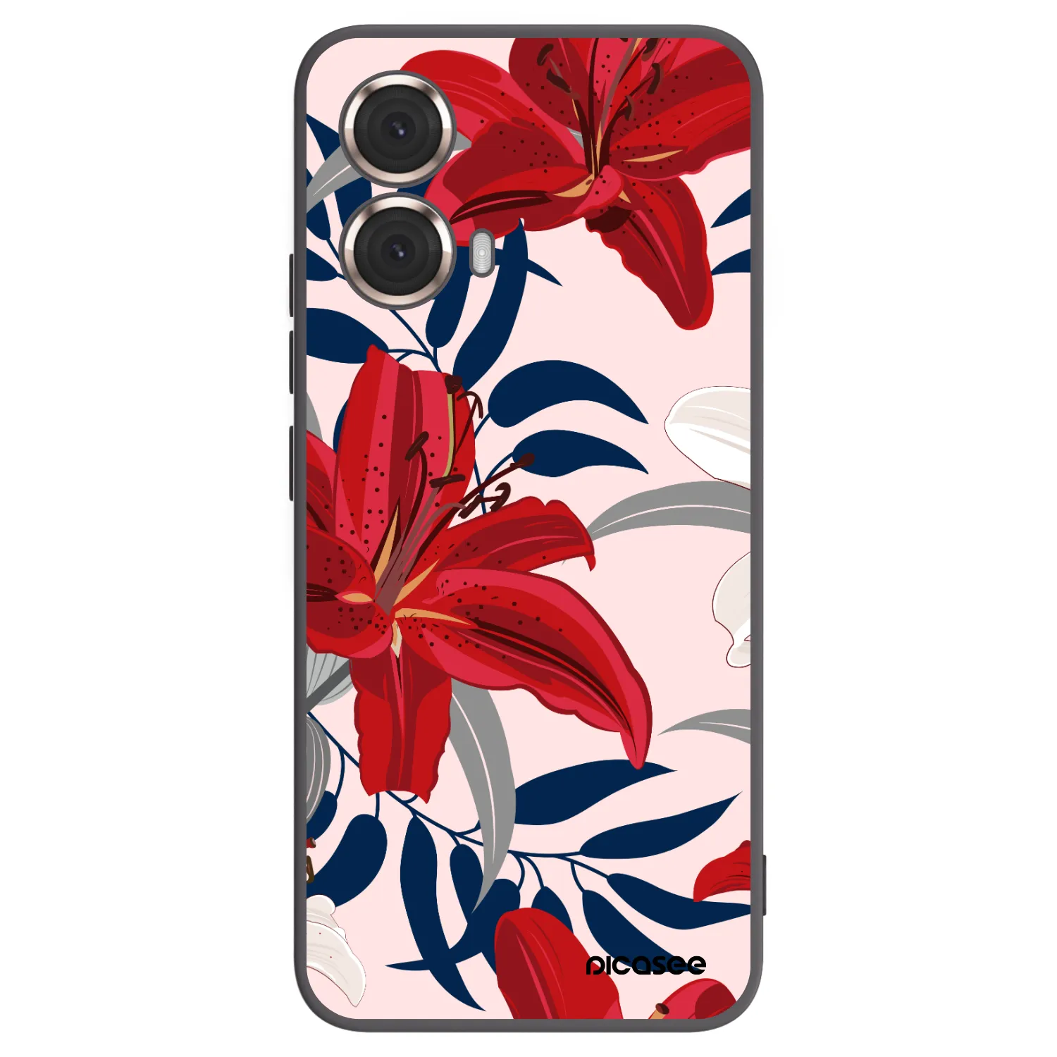 Picasee Motorola Moto G85 Hülle - Schwarzes Silikon - Red Lily