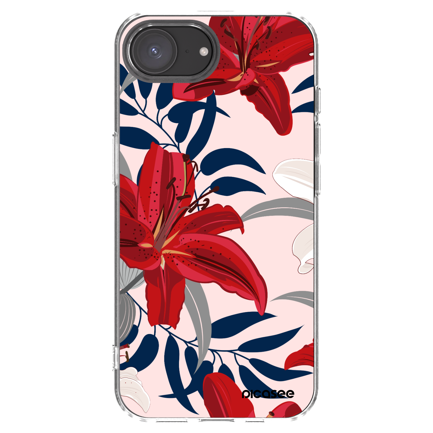 Picasee Apple iPhone 16e Hülle - Transparentes Silikon - Red Lily