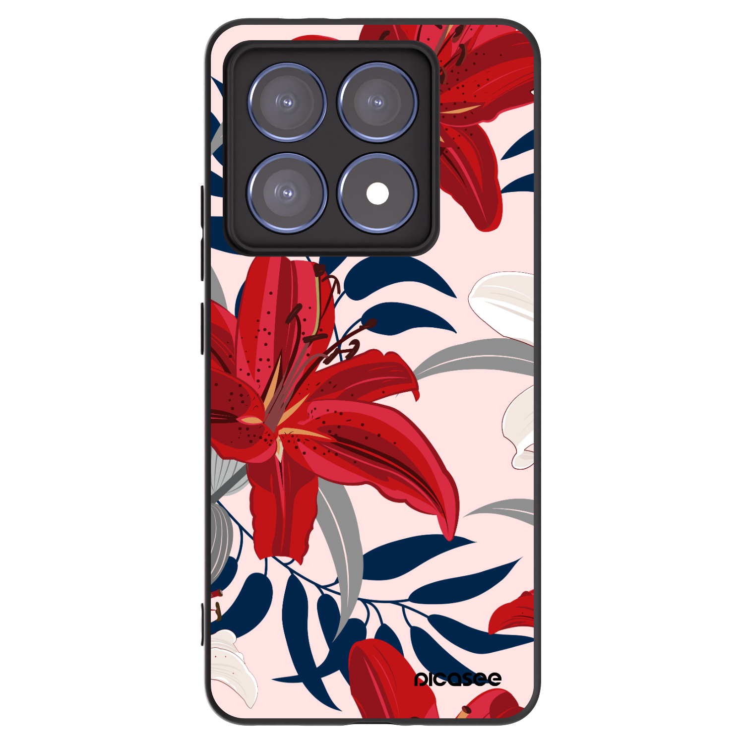 Picasee Xiaomi 14T Pro Hülle - Schwarzes Silikon - Red Lily