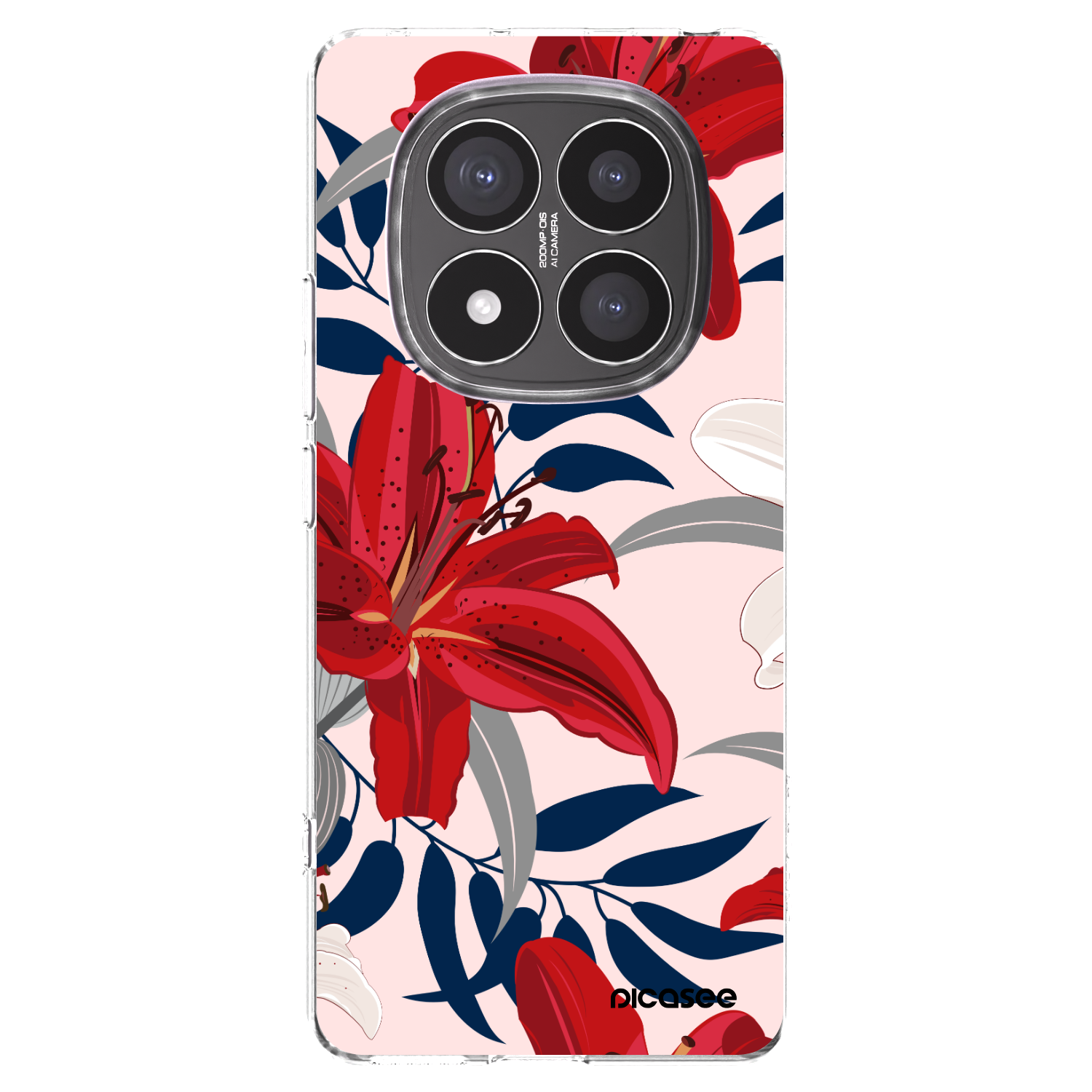 Picasee Xiaomi Redmi Note 14 Pro+ 5G Hülle - Transparentes Silikon - Red Lily