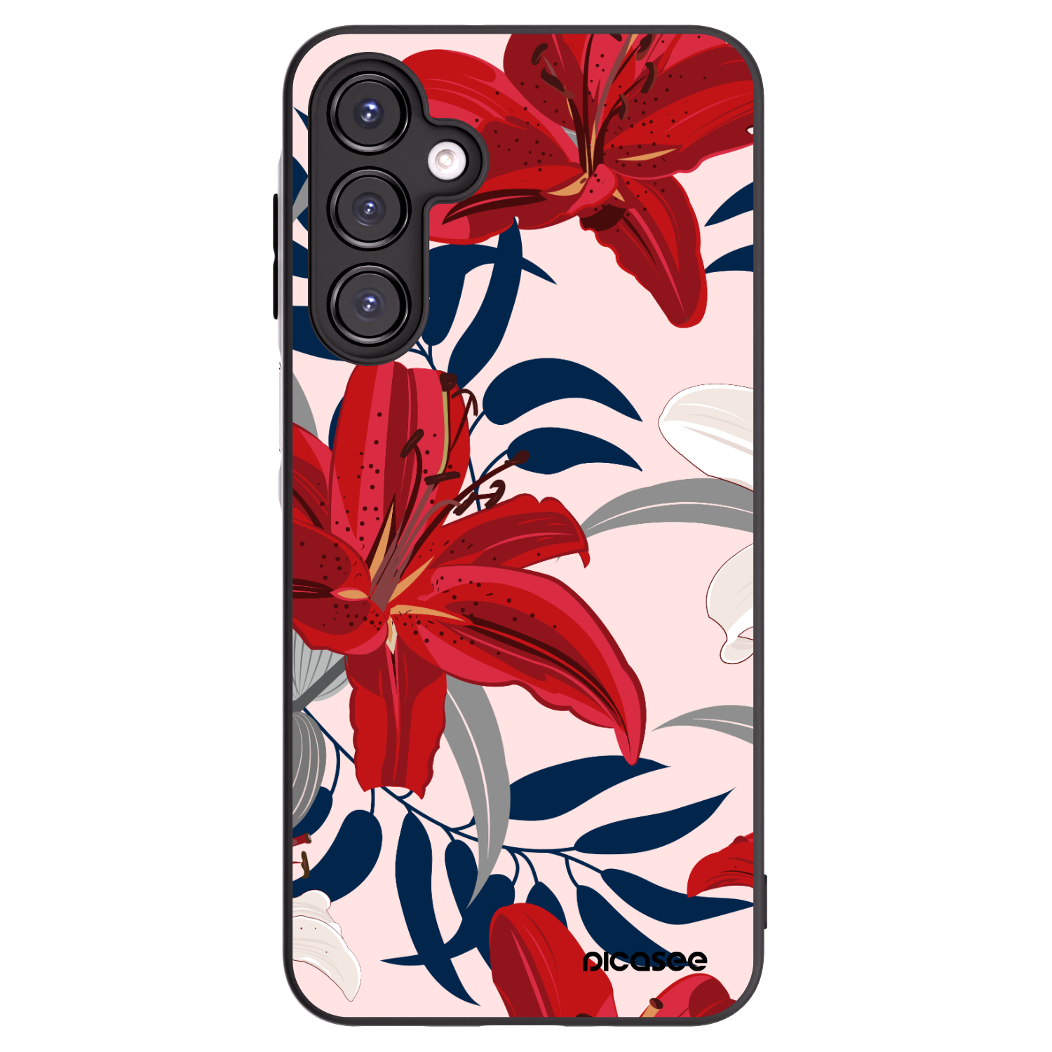 Picasee Samsung Galaxy A16 5G Hülle - Schwarzes Silikon - Red Lily