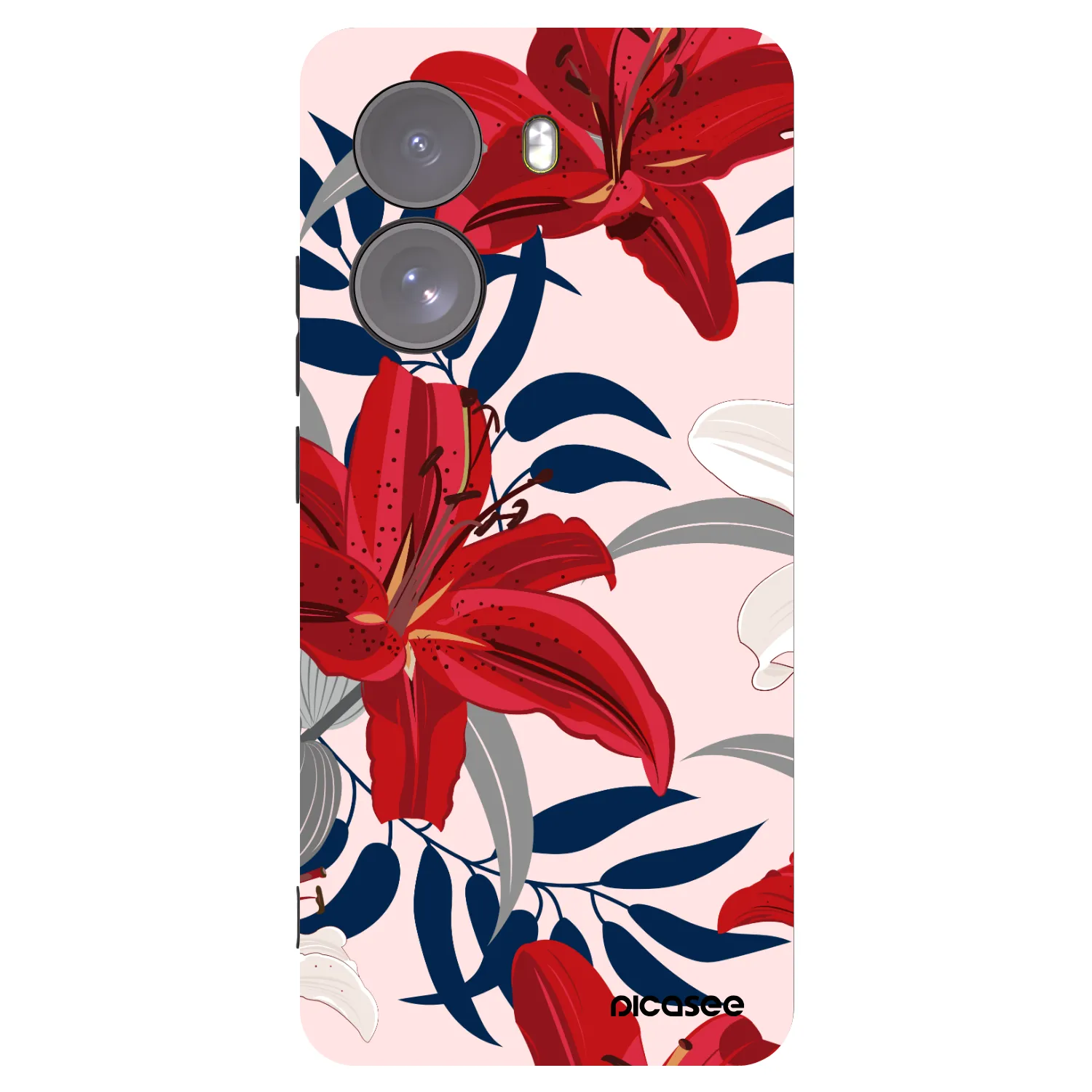 Picasee Xiaomi Poco X7 Hülle - Schwarzes Silikon - Red Lily