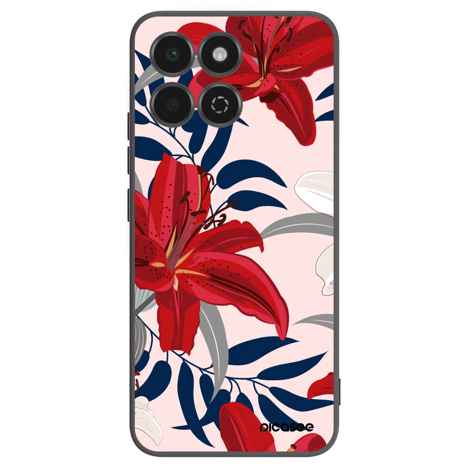Picasee Honor 200 Smart 5G Hülle - Schwarzes Silikon - Red Lily