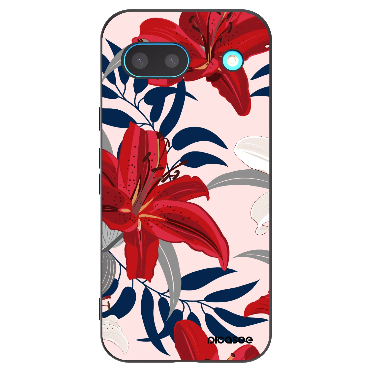 Picasee Google Pixel 8a Hülle - Schwarzes Silikon - Red Lily