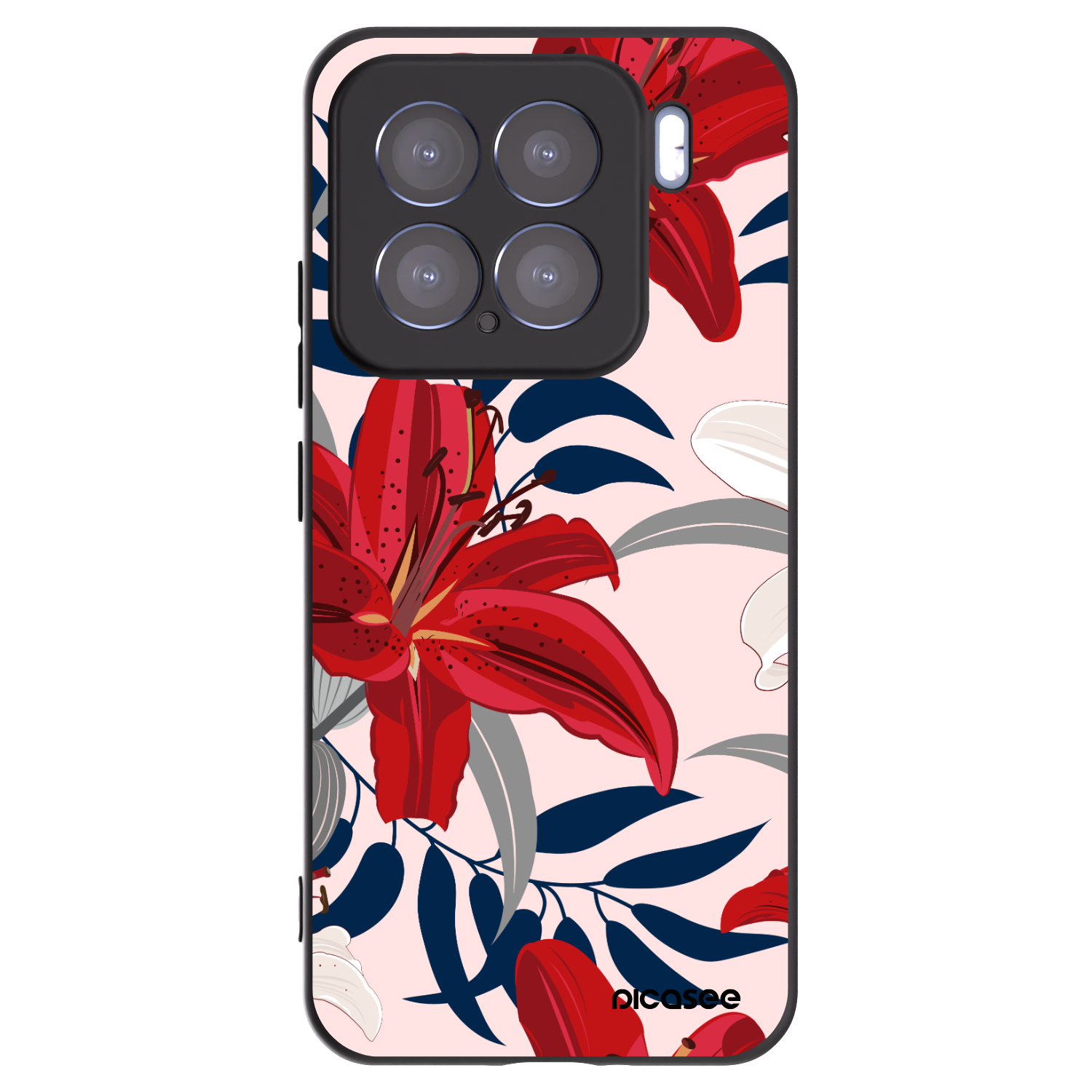 Picasee Xiaomi 15 Hülle - Schwarzes Silikon - Red Lily