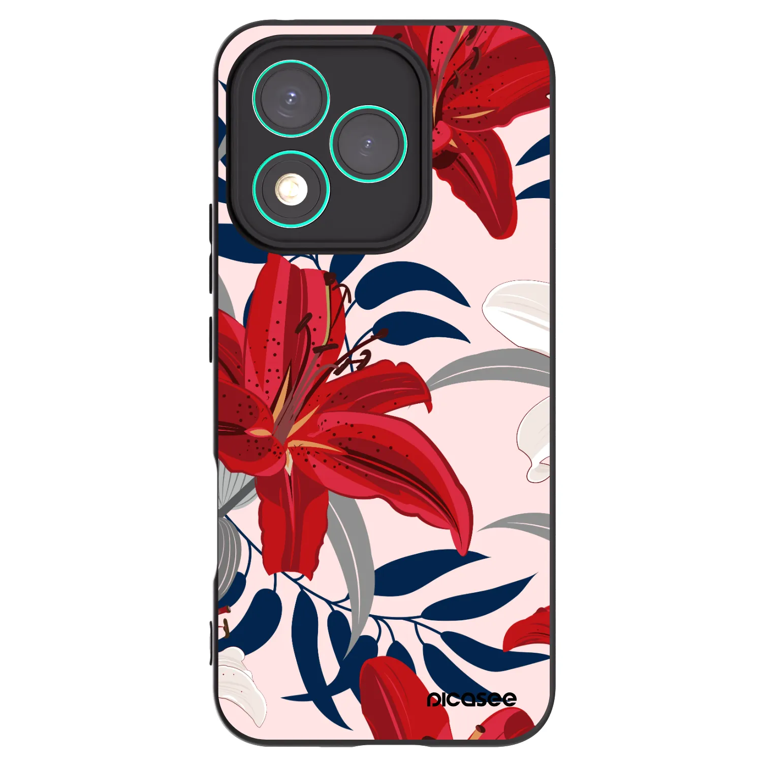 Picasee Honor 400 Lite 5G Hülle - Schwarzes Silikon - Red Lily
