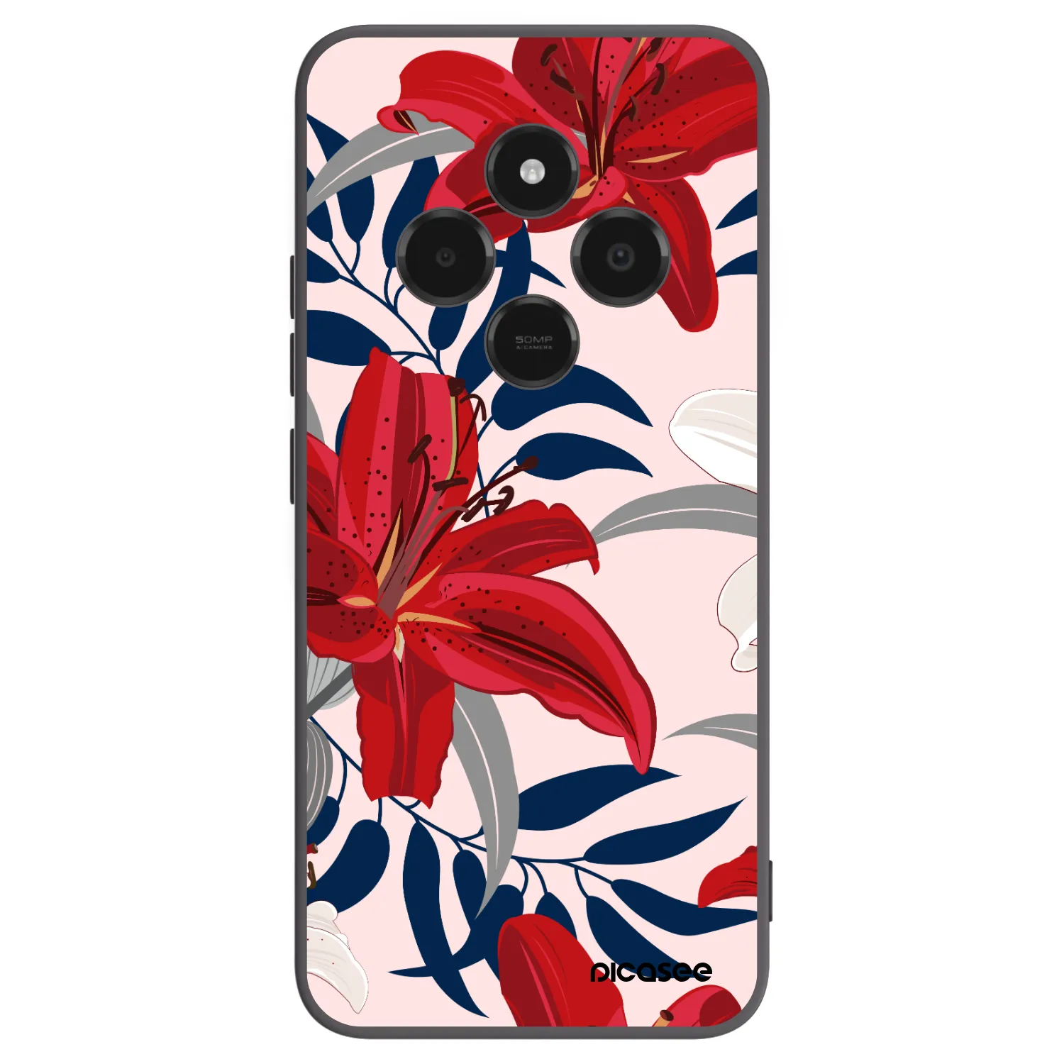 Picasee Xiaomi Poco C75 Hülle - Schwarzes Silikon - Red Lily