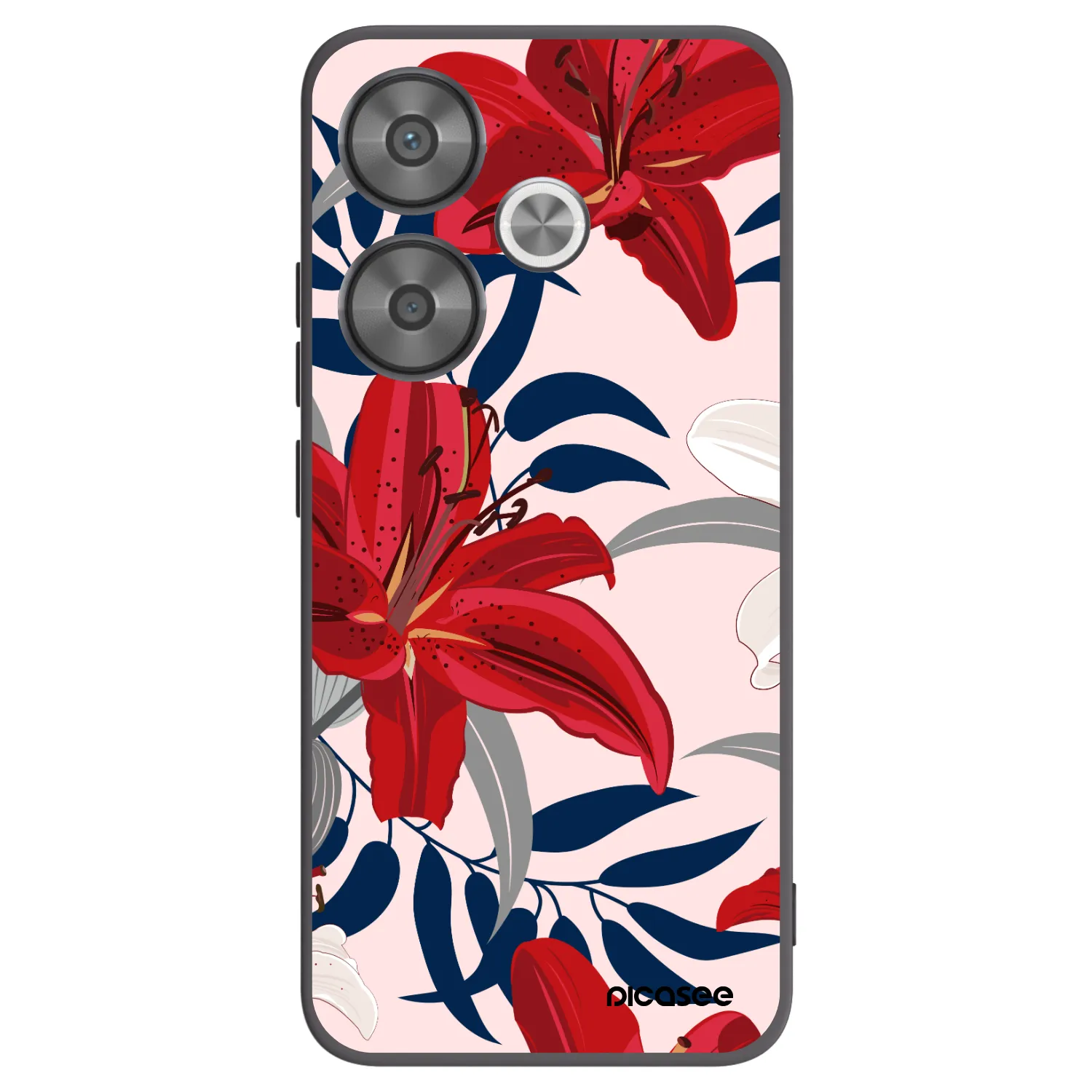 Picasee Xiaomi Poco F6 Hülle - Schwarzes Silikon - Red Lily
