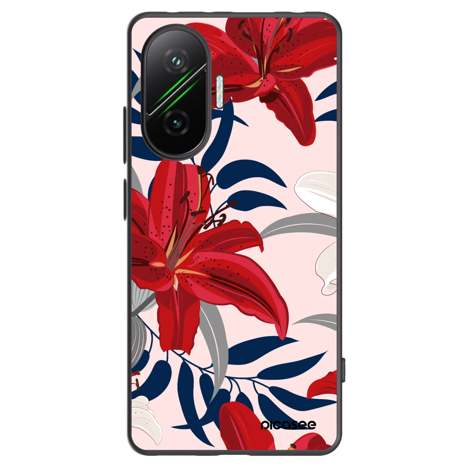 Picasee Xiaomi Poco F7 Pro 5G Hülle - Schwarzes Silikon - Red Lily