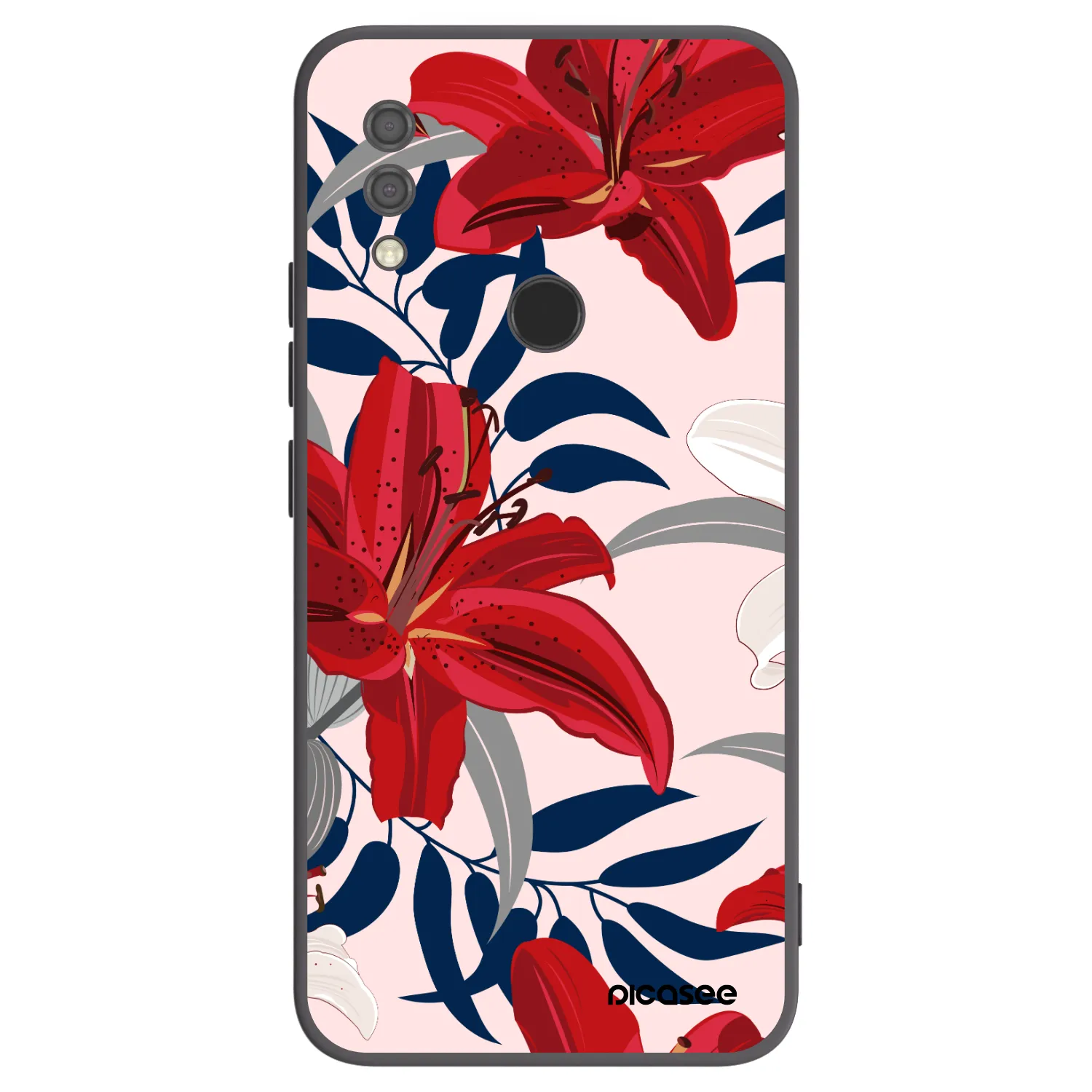Picasee Xiaomi Redmi 7 Hülle - Schwarzes Silikon - Red Lily