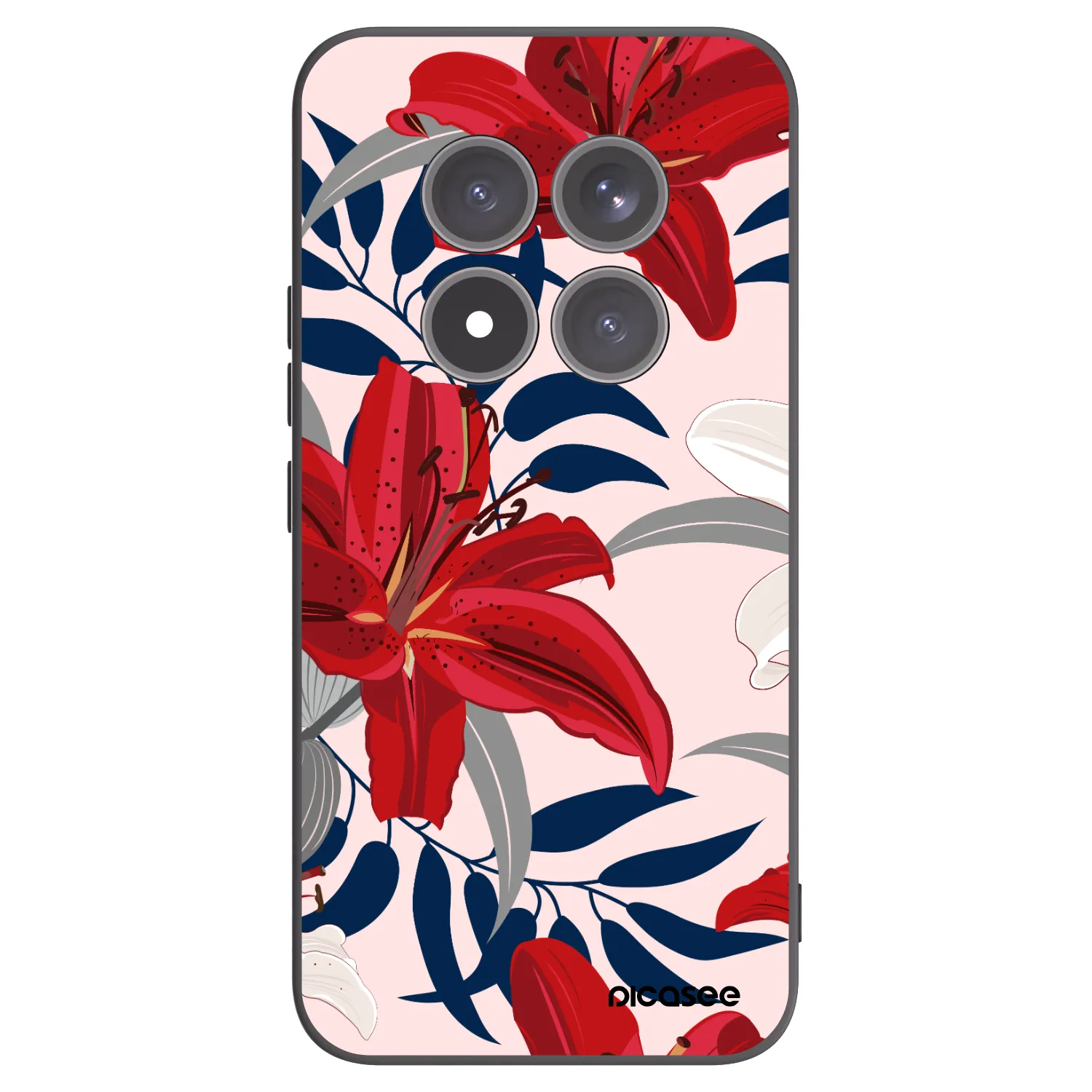 Picasee Xiaomi Redmi Note 15 Pro+ Hülle - Schwarzes Silikon - Red Lily