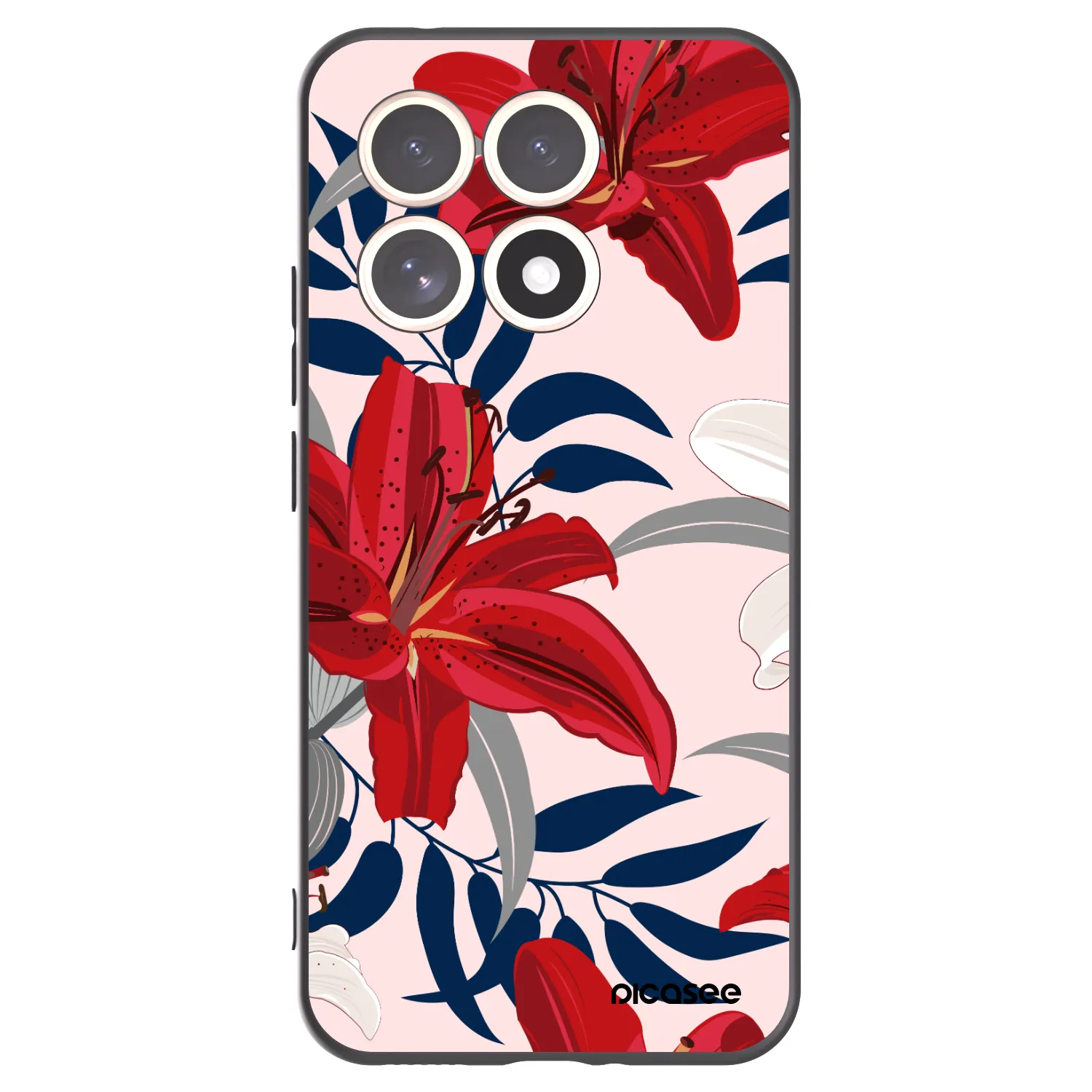 Picasee Xiaomi 15T Hülle - Schwarzes Silikon - Red Lily