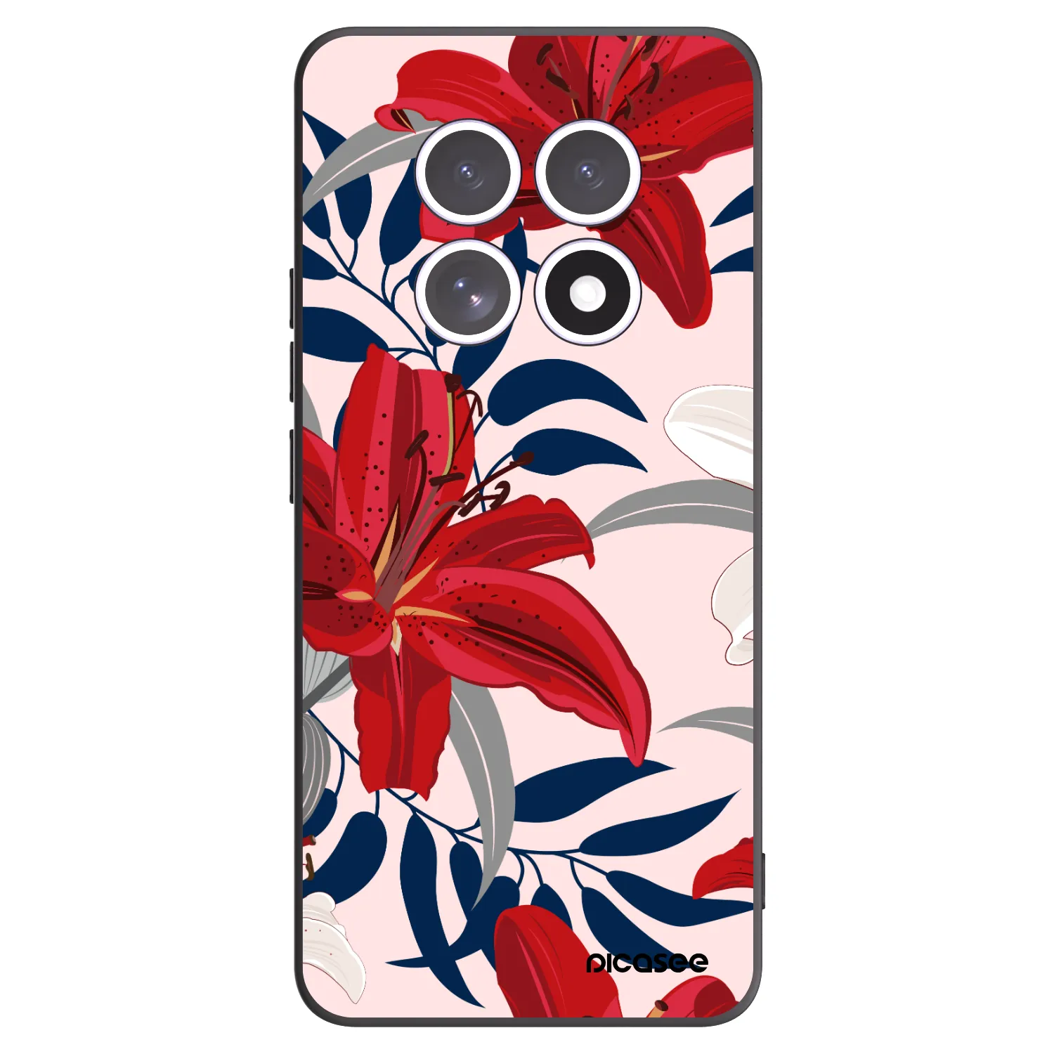 Picasee Xiaomi Redmi Note 15 Hülle - Schwarzes Silikon - Red Lily