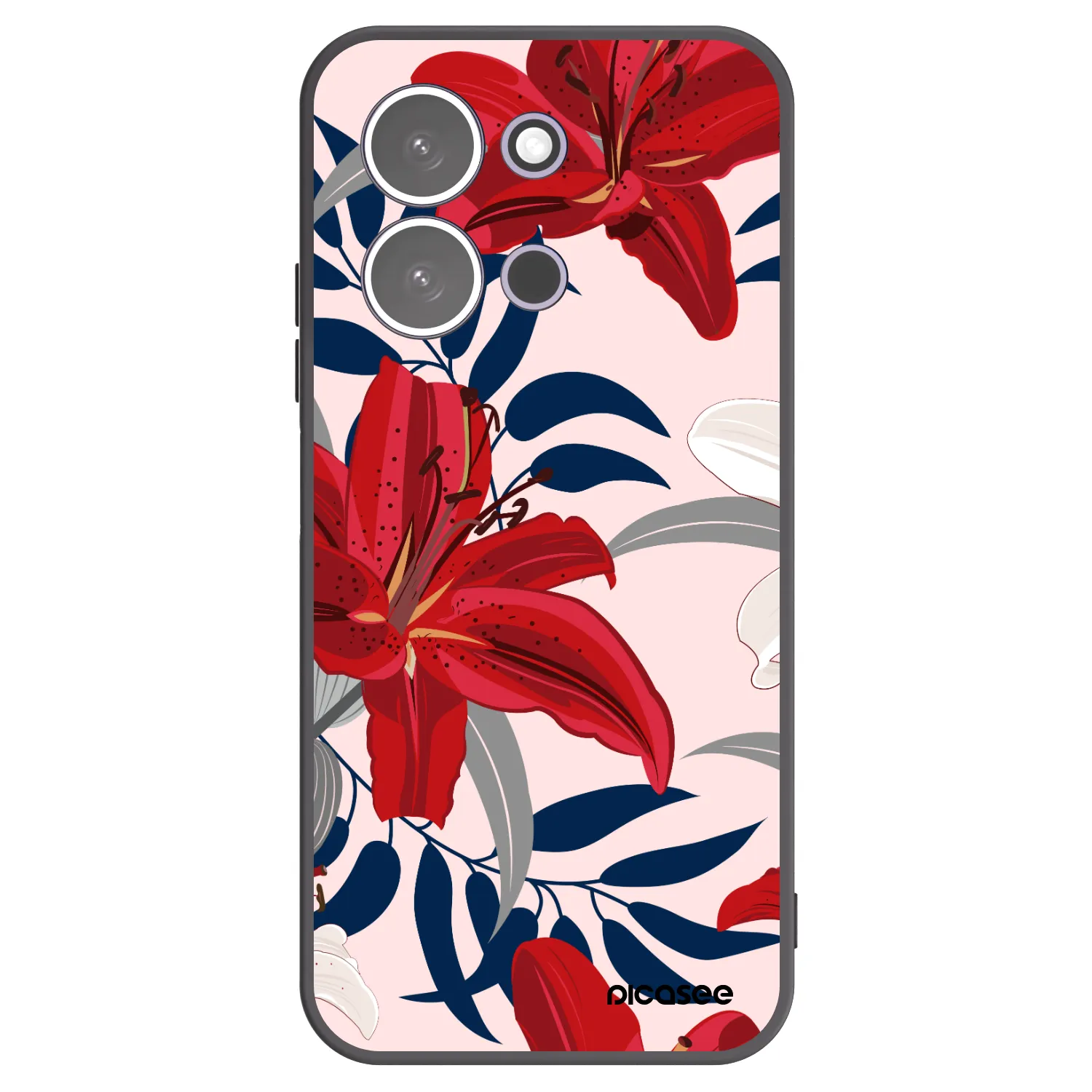 Picasee Xiaomi Redmi 15C 5G Hülle - Schwarzes Silikon - Red Lily