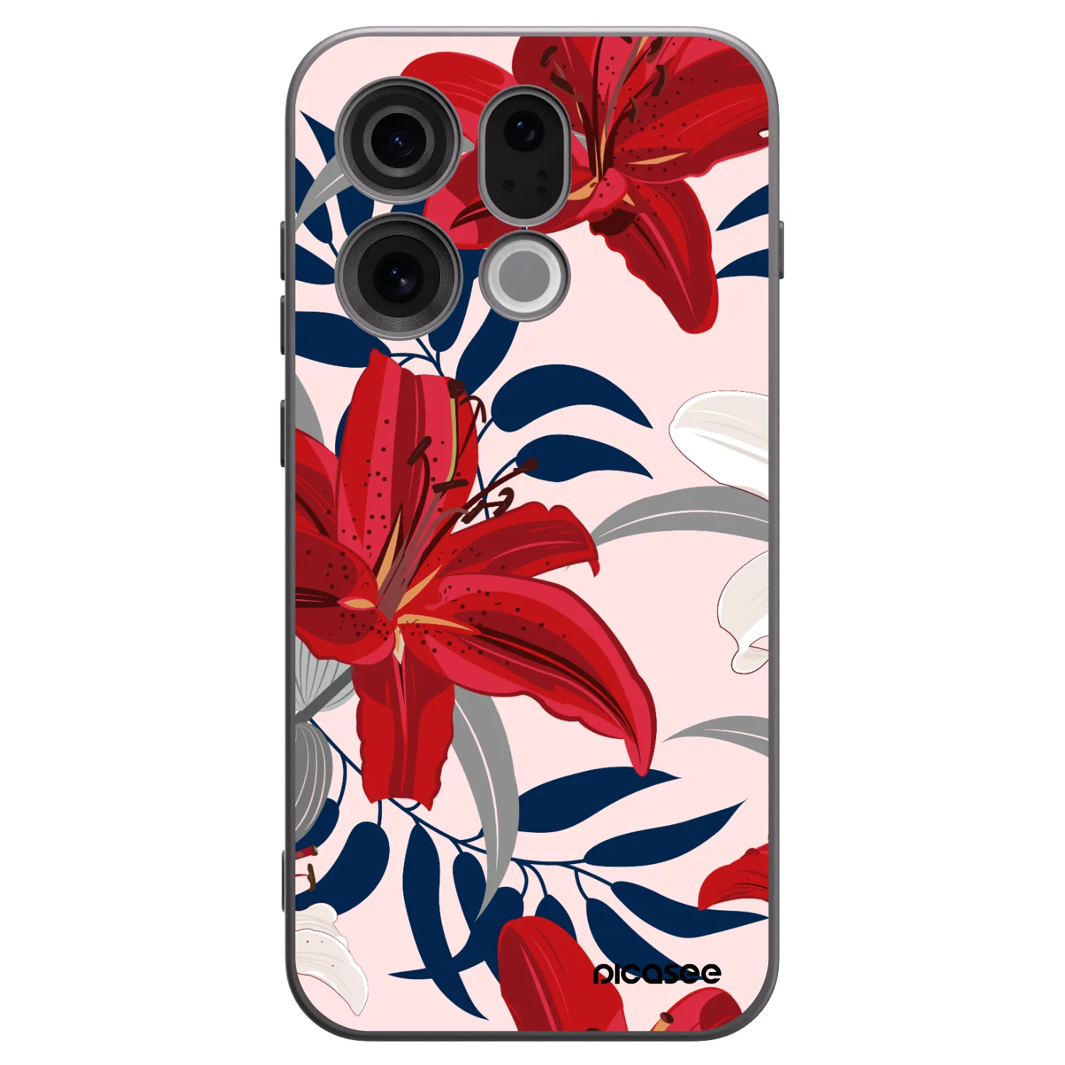 Picasee OPPO Find X9 Hülle - Schwarzes Silikon - Red Lily