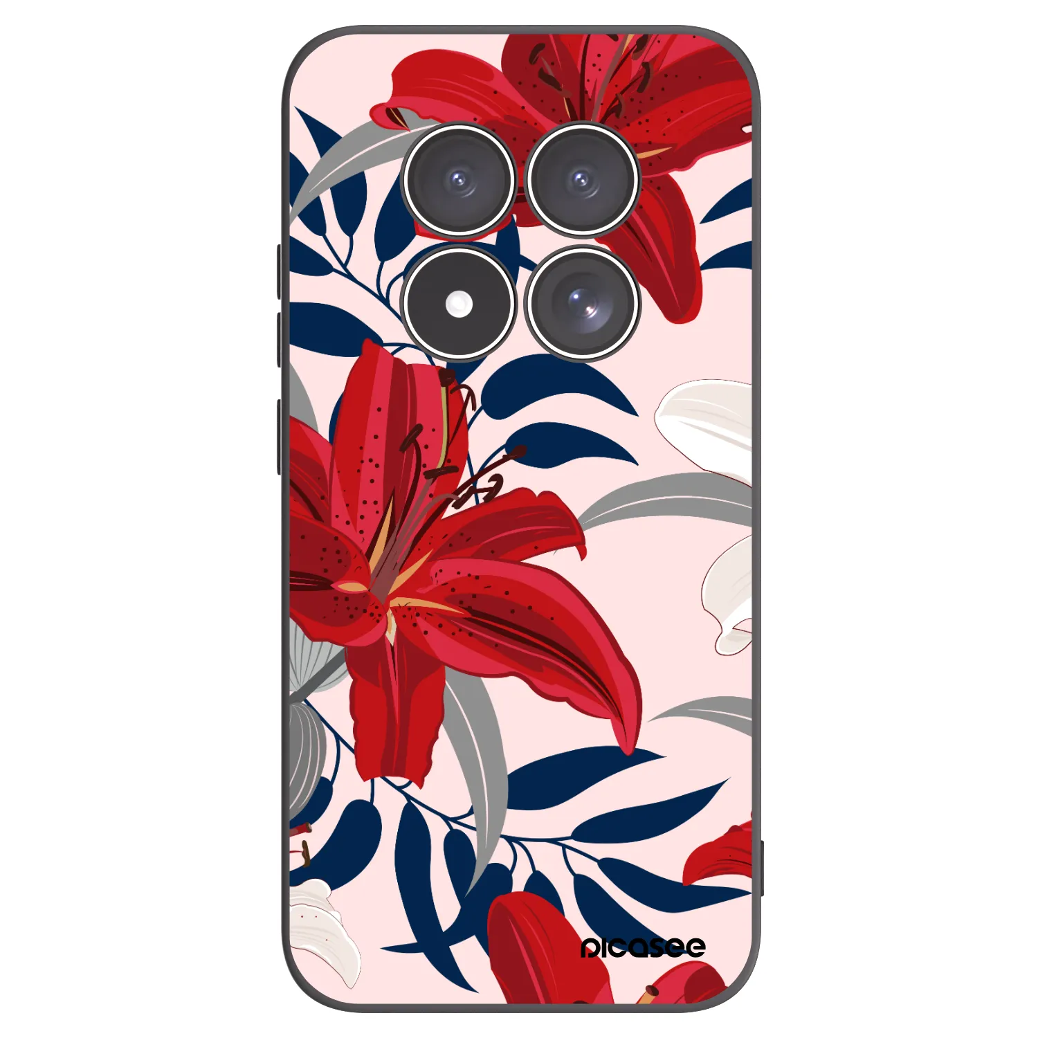 Picasee Xiaomi Redmi Note 15 Pro 5G Hülle - Schwarzes Silikon - Red Lily