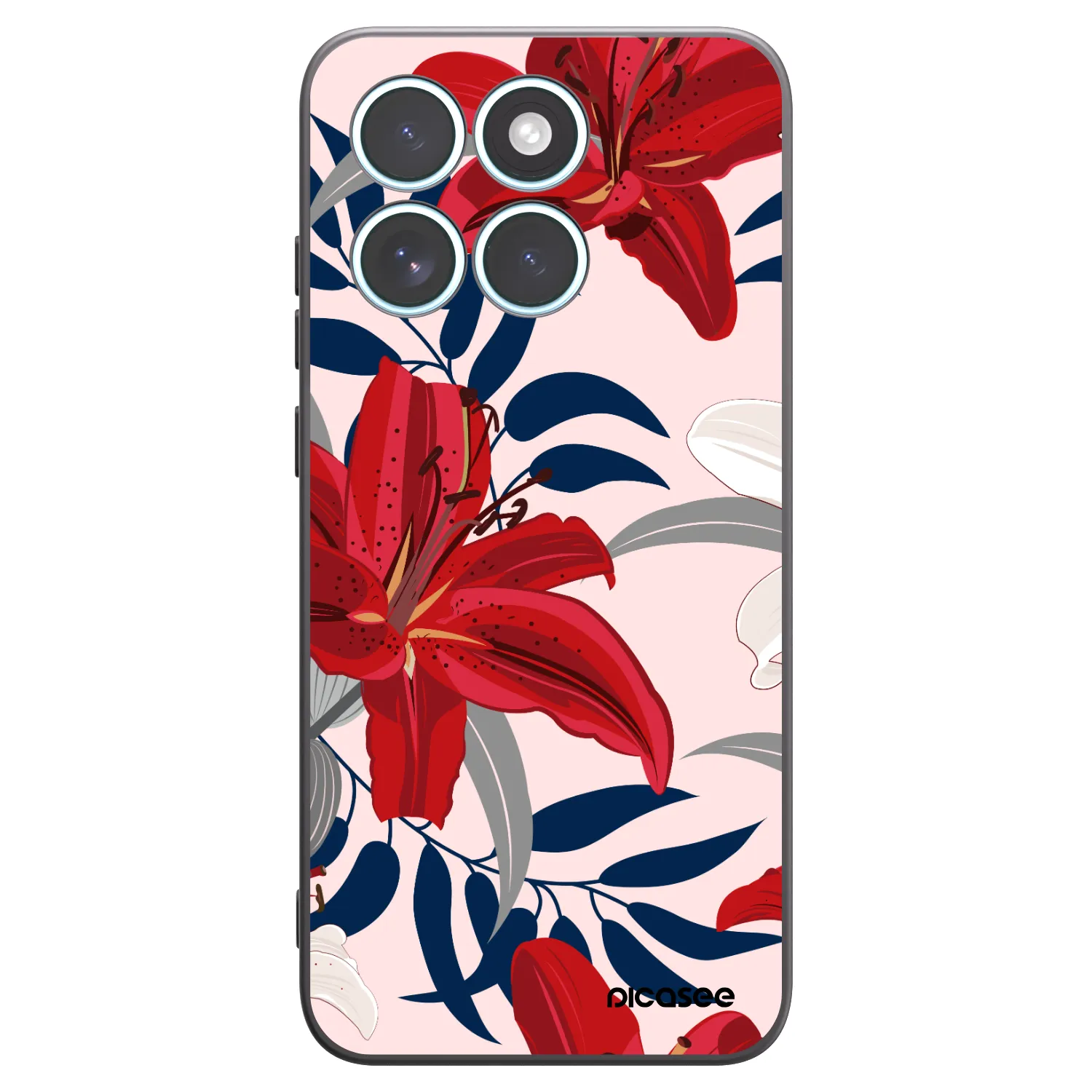 Picasee Motorola Edge 70 Fusion Hülle - Schwarzes Silikon - Red Lily