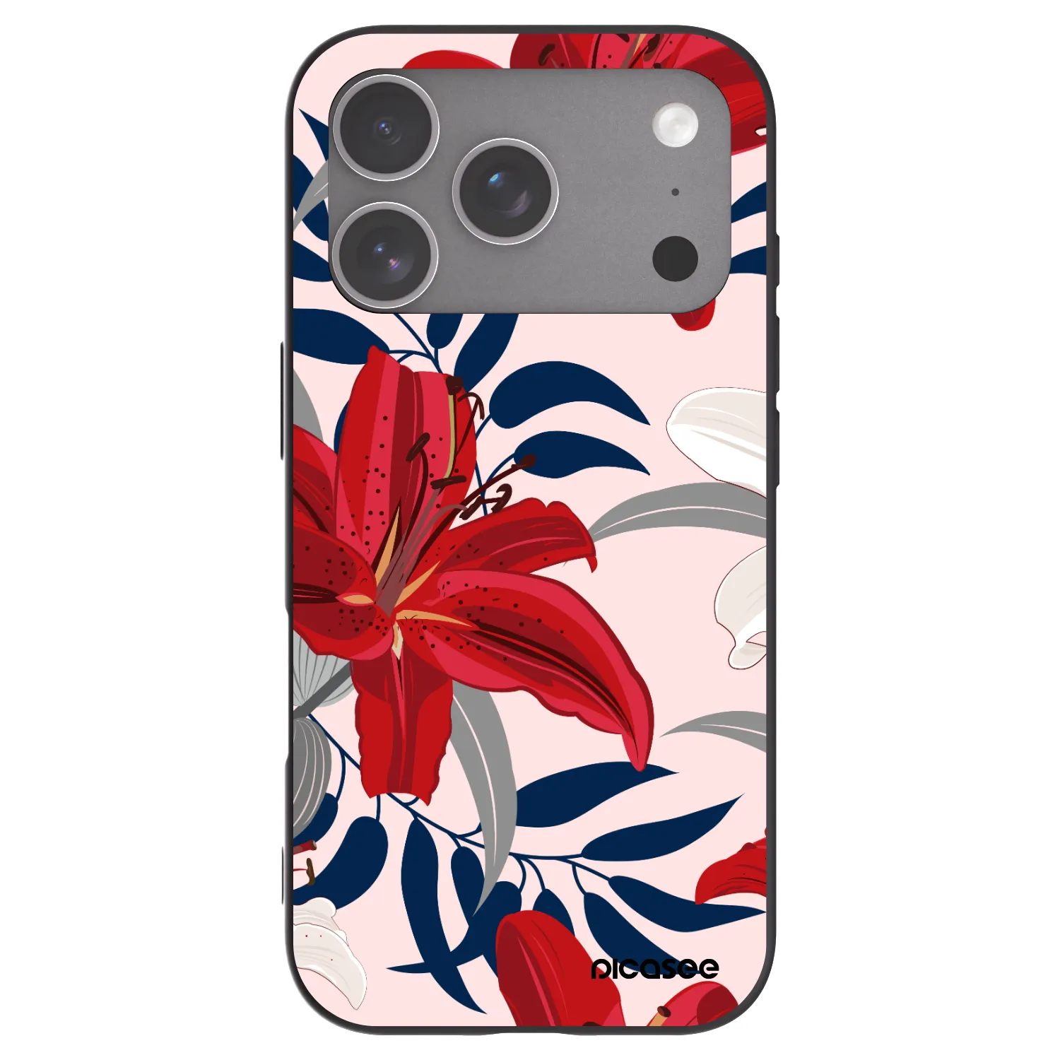Picasee Apple iPhone 18 Pro Hülle - Schwarzes Silikon - Red Lily