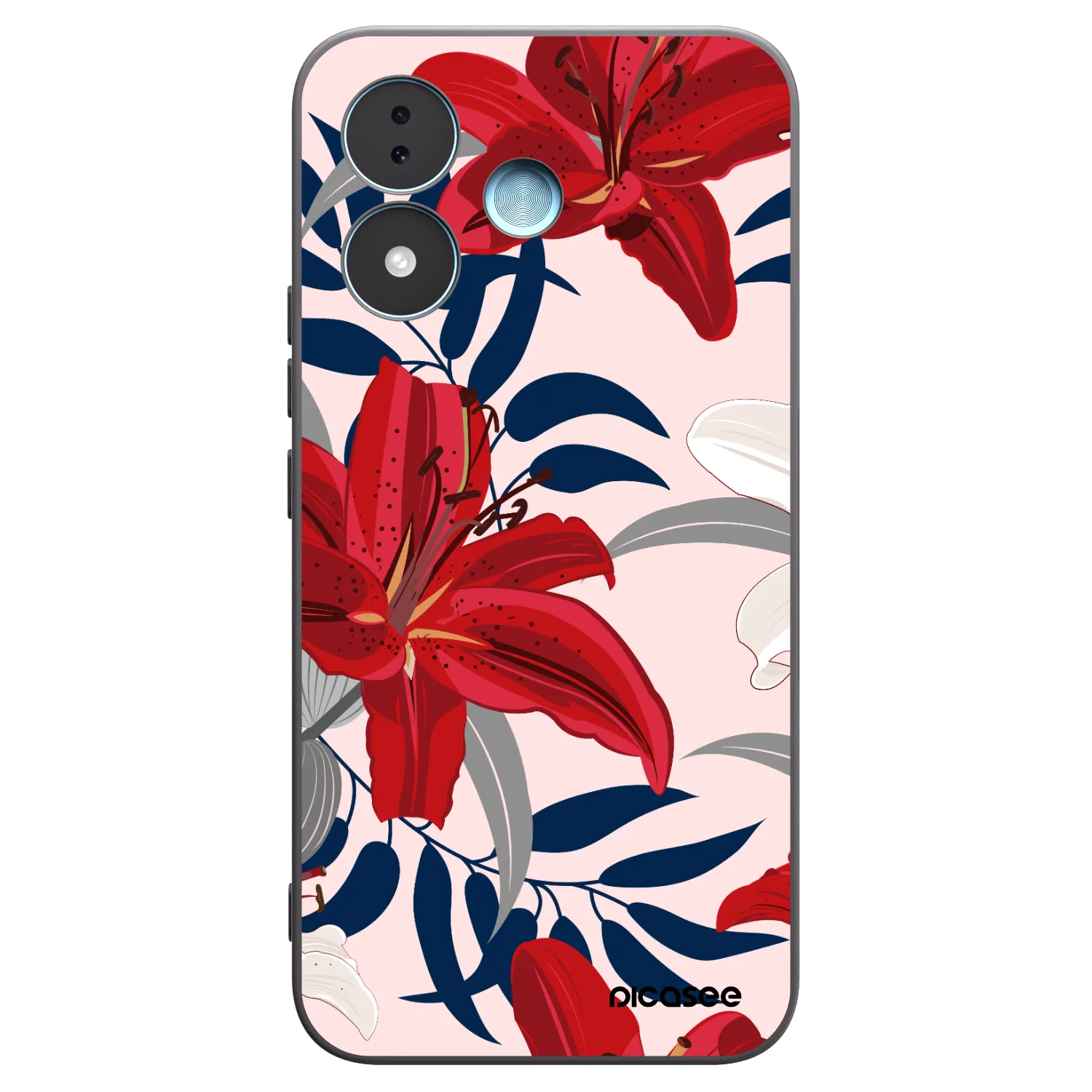 Picasee Xiaomi Redmi Note 17 5G Hülle - Schwarzes Silikon - Red Lily