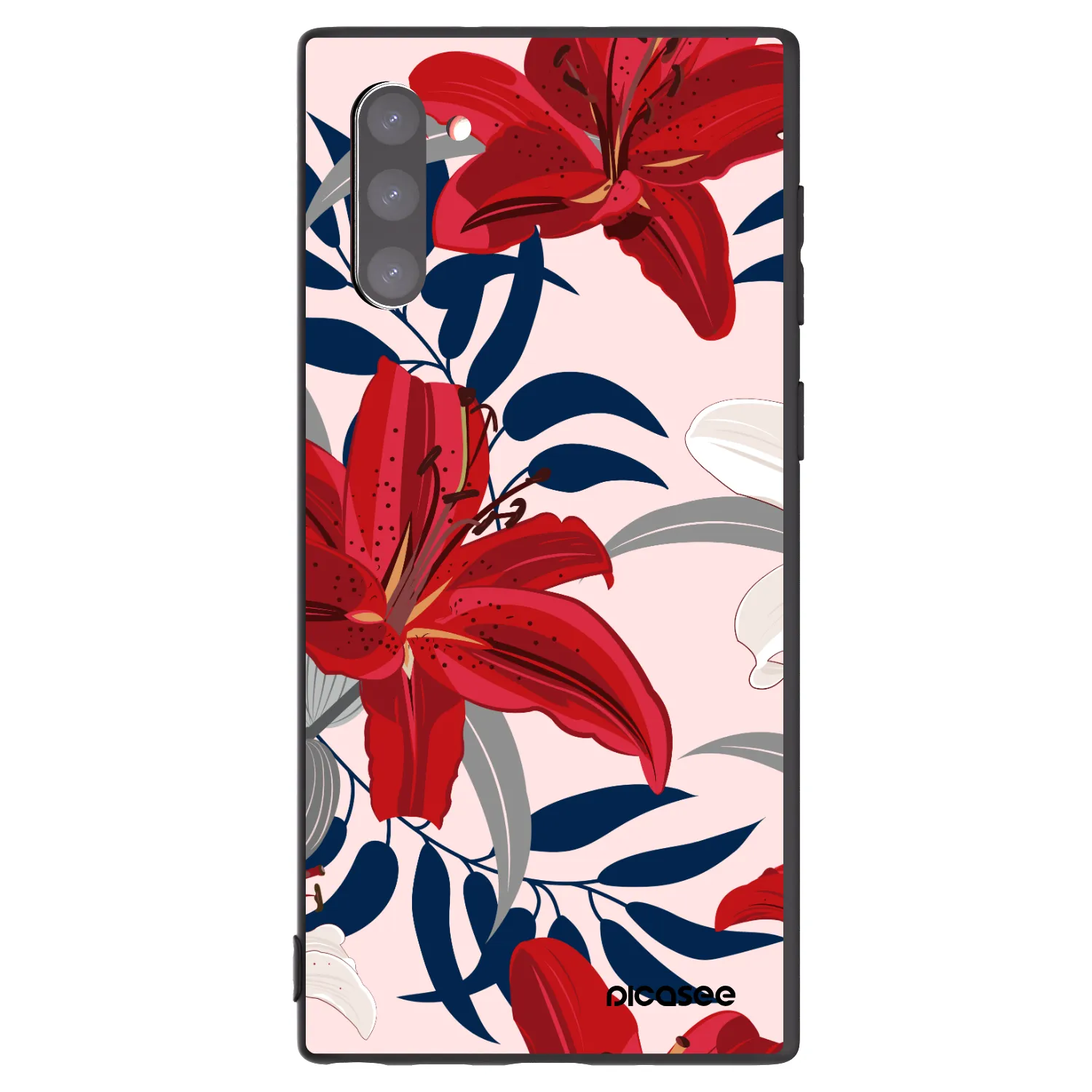Picasee Samsung Galaxy Note 10 N970F Hülle - Schwarzes Silikon - Red Lily
