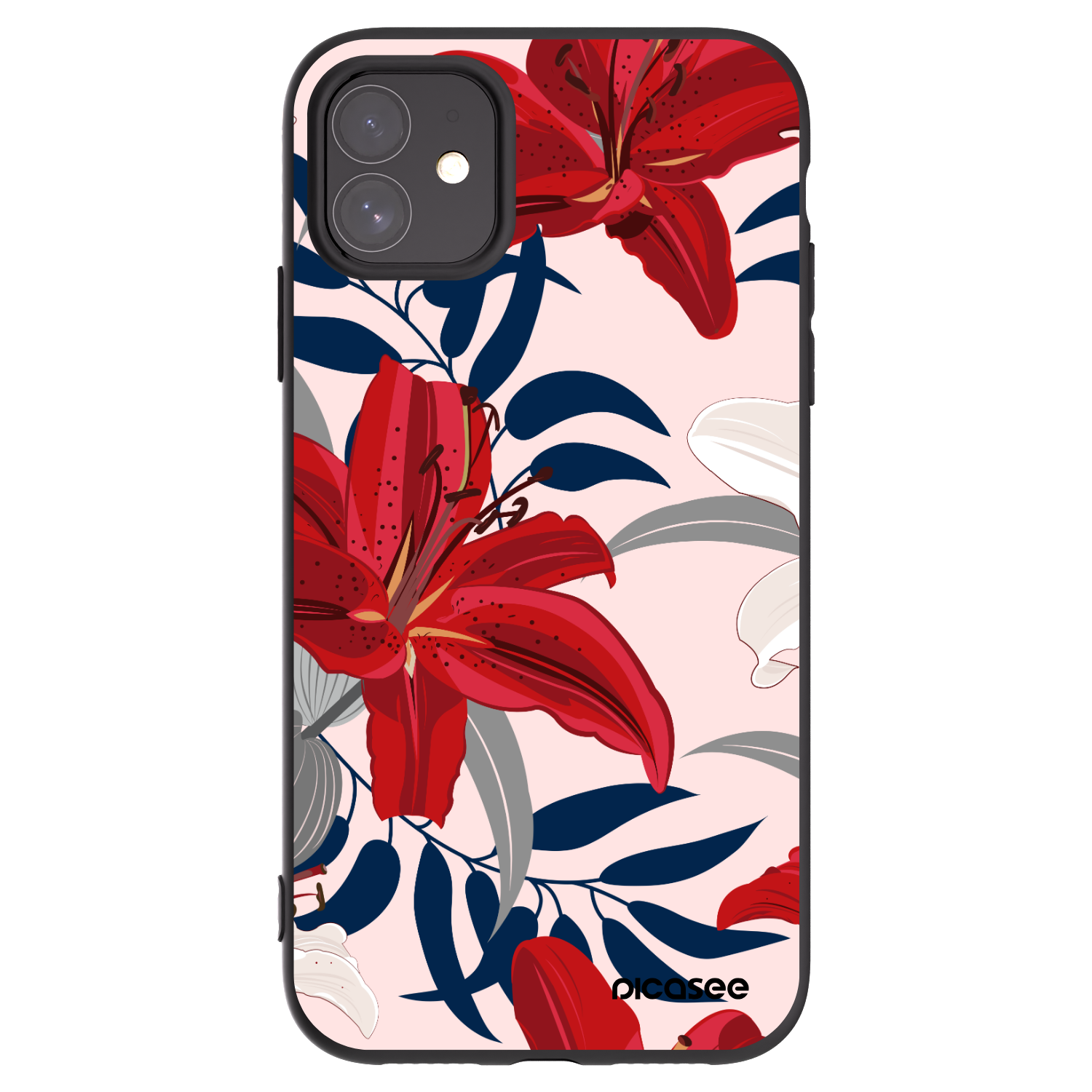 Picasee Apple iPhone 11 Hülle - Schwarzes Silikon - Red Lily