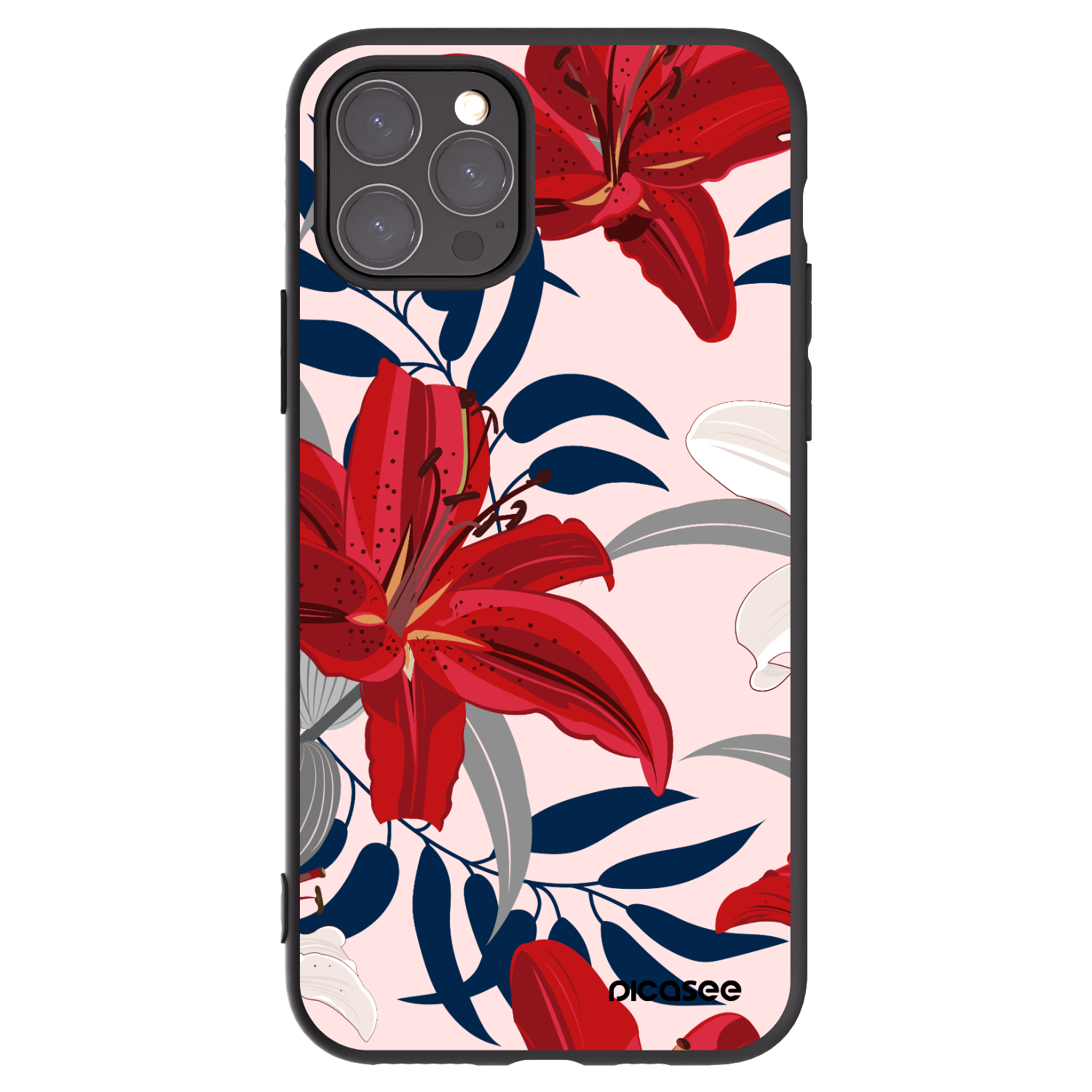 Picasee Apple iPhone 11 Pro Hülle - Schwarzes Silikon - Red Lily