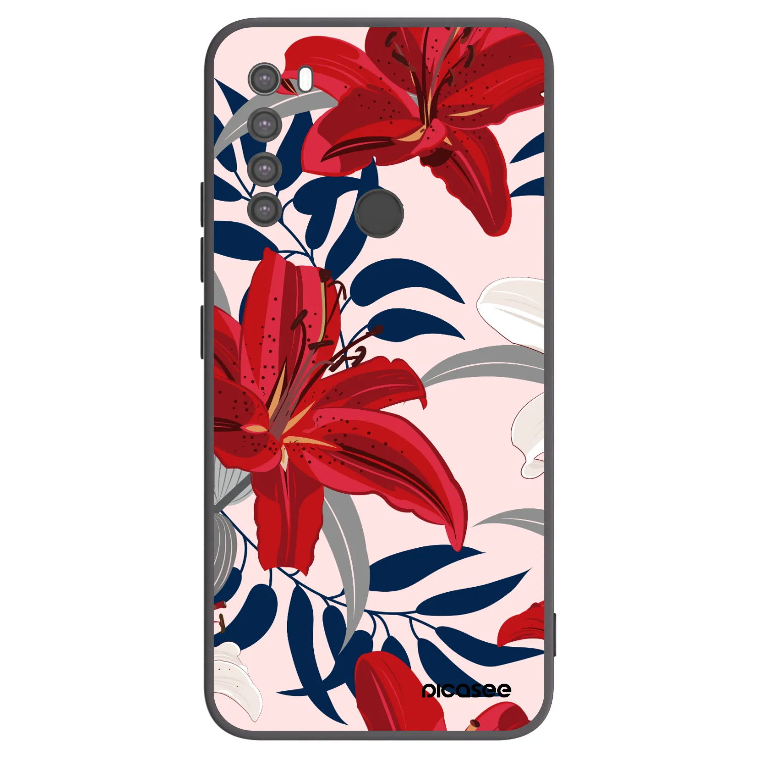 Picasee Xiaomi Redmi Note 8 Hülle - Schwarzes Silikon - Red Lily