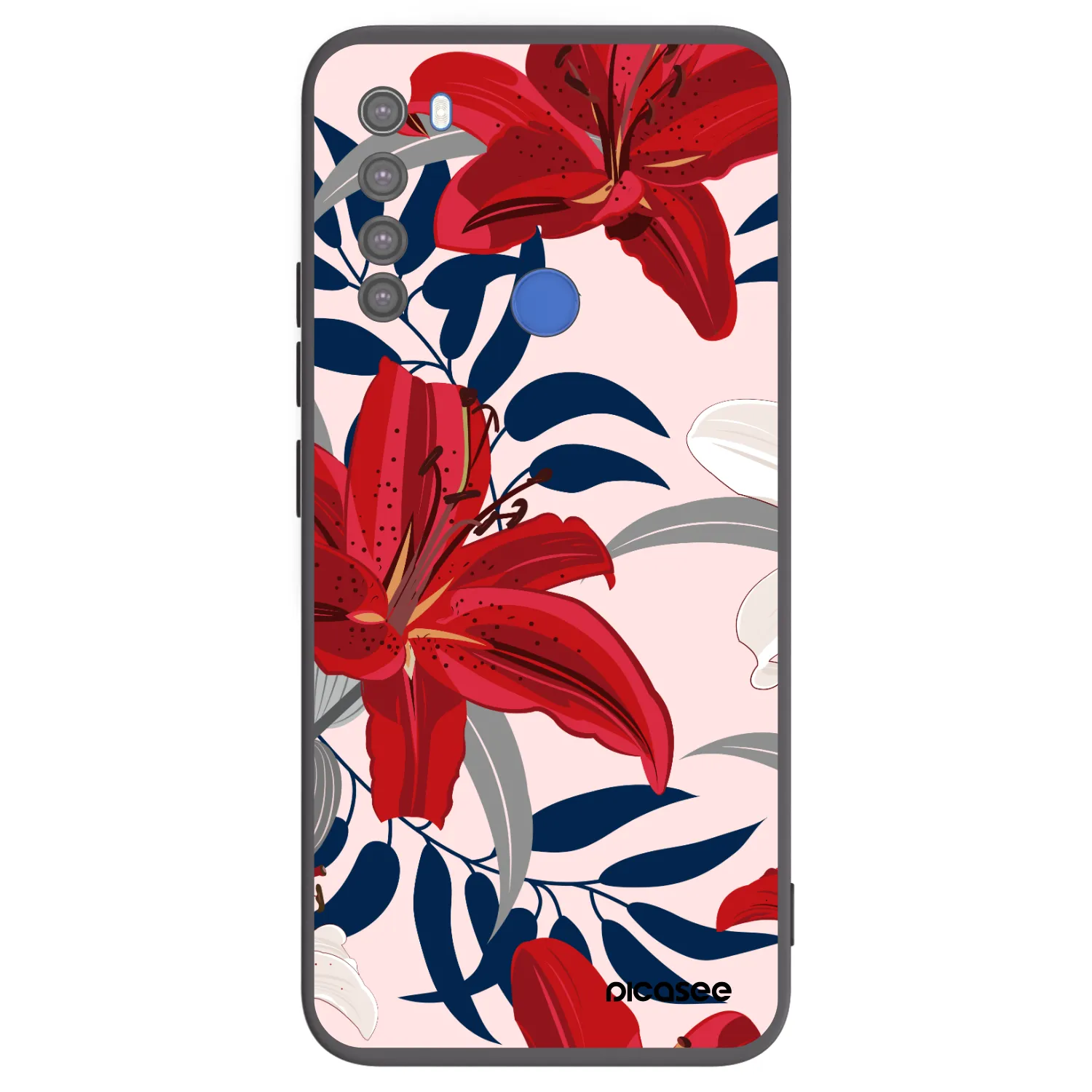 Picasee Xiaomi Redmi Note 8T Hülle - Schwarzes Silikon - Red Lily