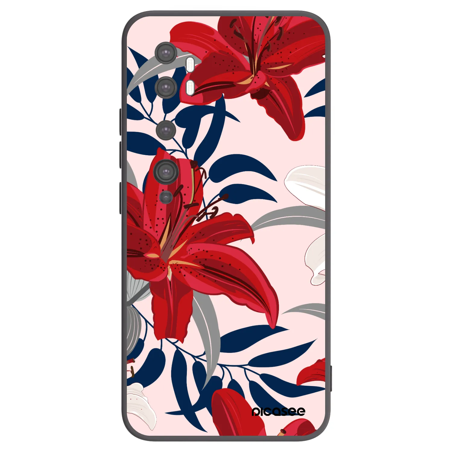 Picasee Xiaomi Mi Note 10 (Pro) Hülle - Schwarzes Silikon - Red Lily