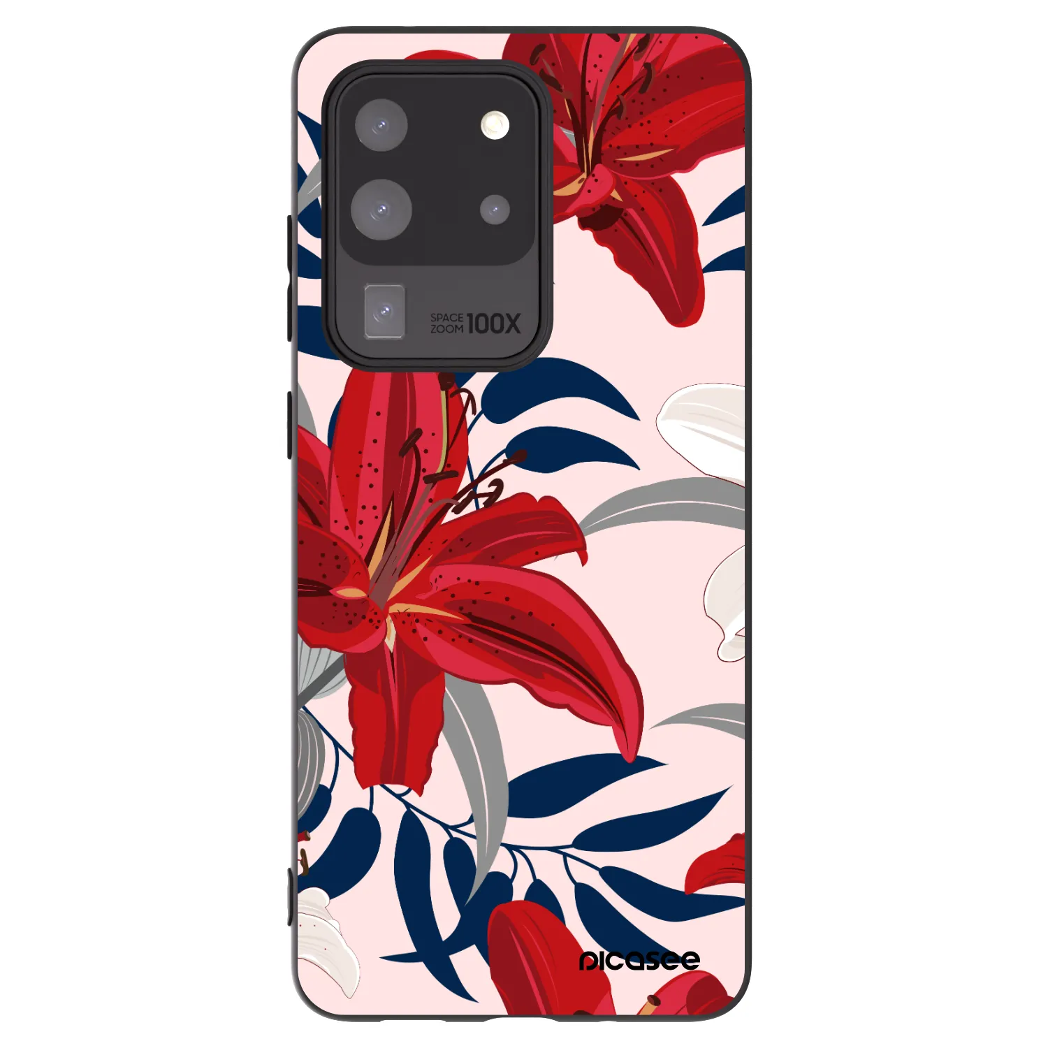 Picasee Samsung Galaxy S20 Ultra 5G G988F Hülle - Schwarzes Silikon - Red Lily