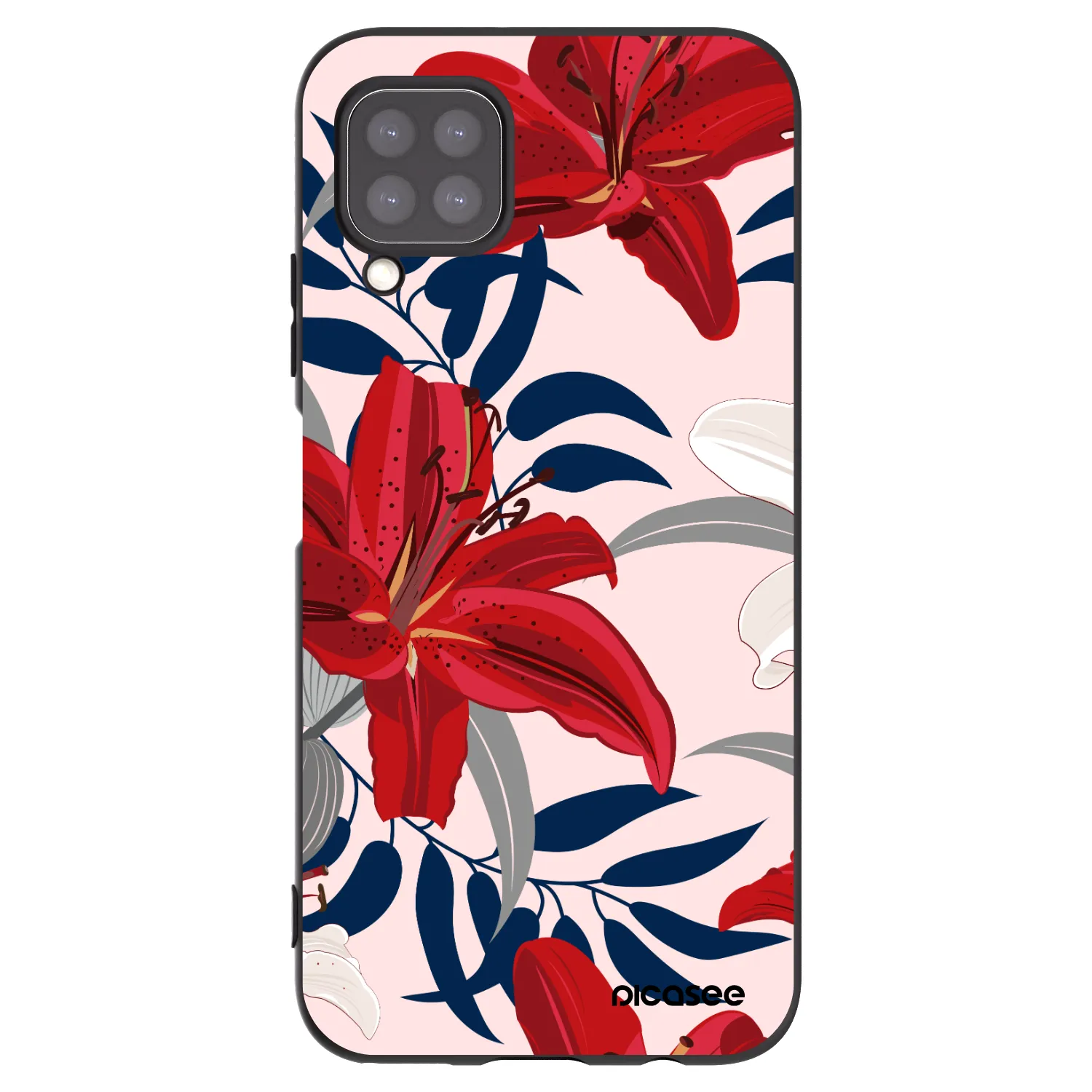 Picasee Huawei P40 Lite Hülle - Schwarzes Silikon - Red Lily